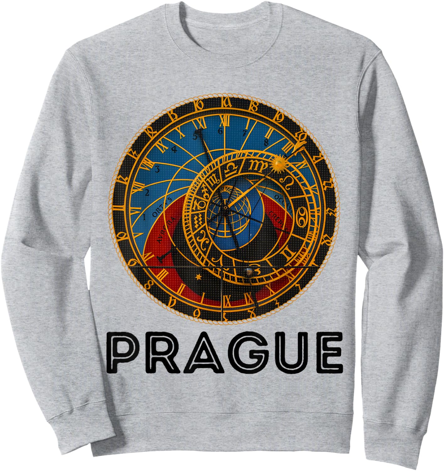 Prague Czech Republic Souvenir Astronomical Clock Prague Sweatshirt - Sweatshirt | Ash