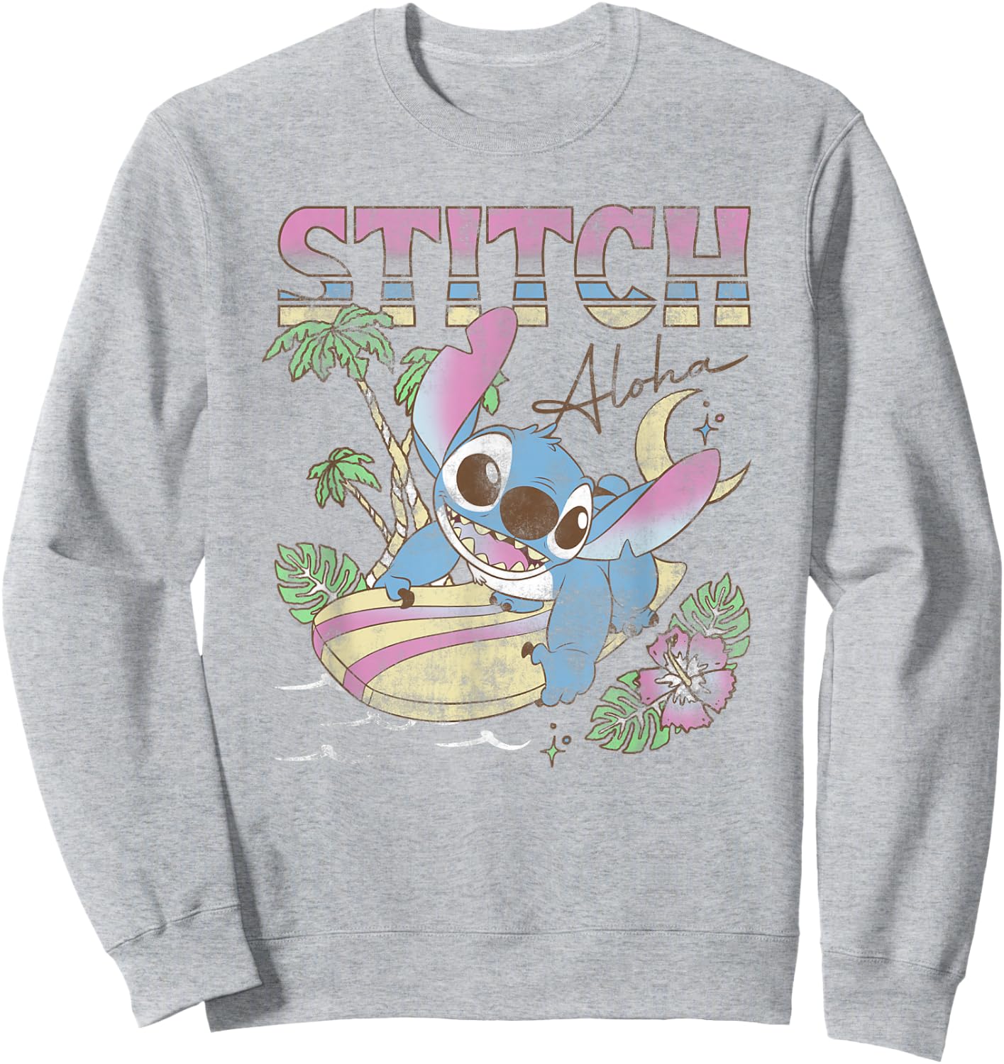 Disney Lilo & Stitch Aloha Tropic Surf Stitch Sweatshirt - Sweatshirt | Ash