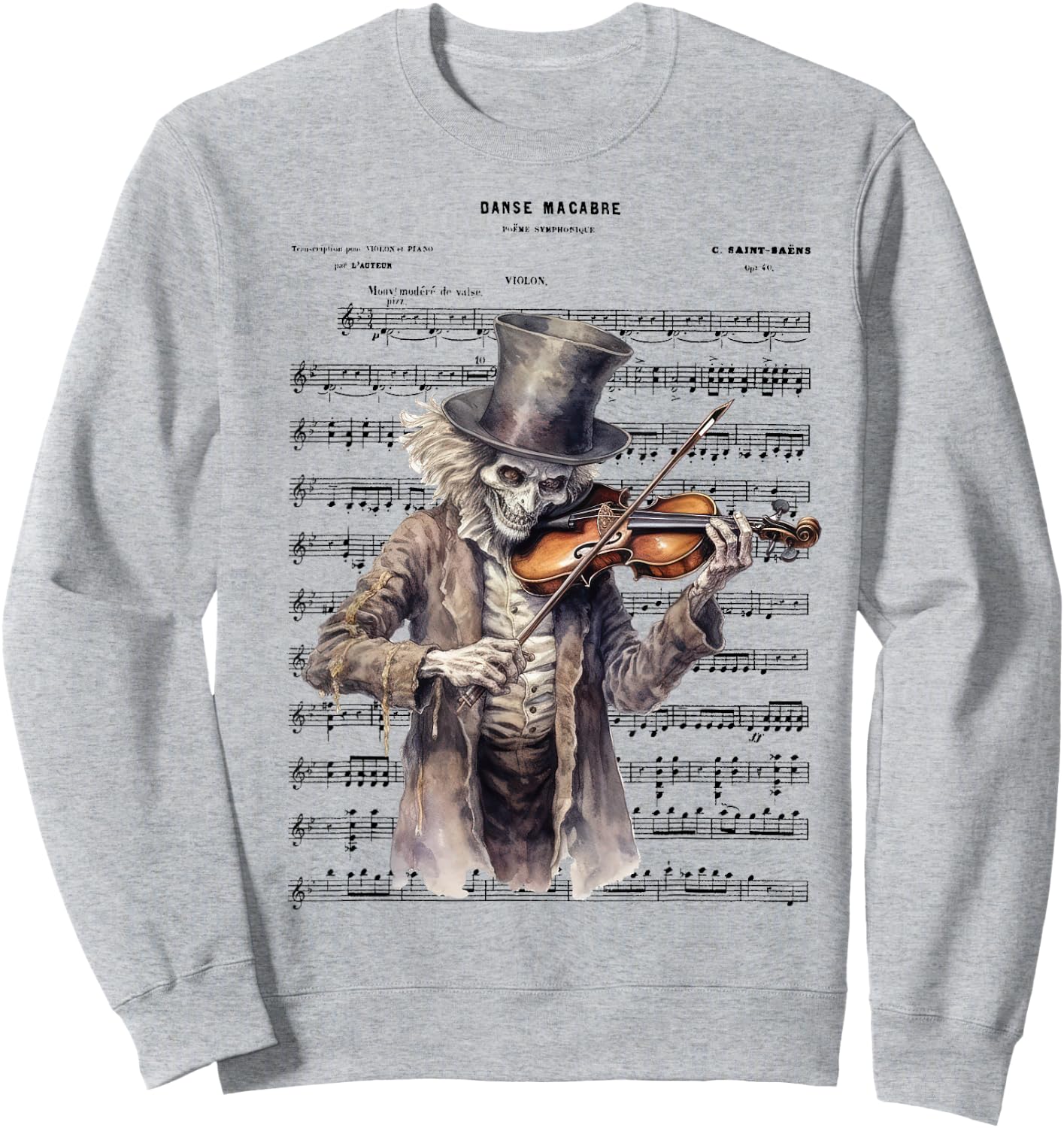 Danse Macabre Violin Halloween Sweatshirt - Sweatshirt | Ash