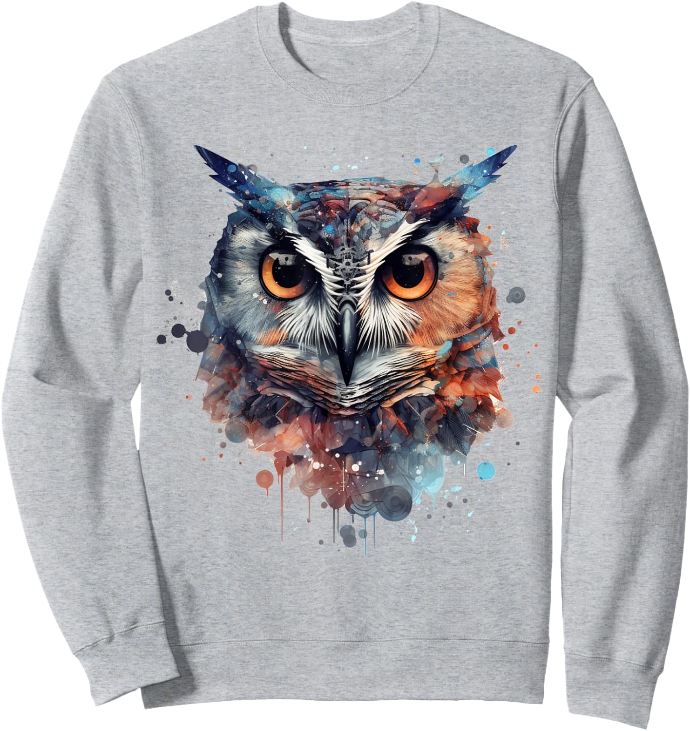 Owl animal lovers colourful artwork - animal bird art owl Sweatshirt - Sweatshirt | Ash