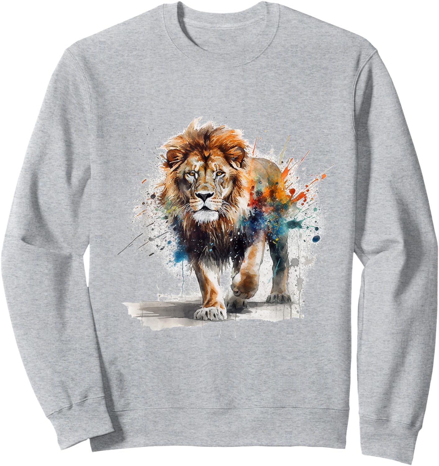 Lion Artwork - Colourful Art Zoo Animal Lion Sweatshirt - Sweatshirt | Ash