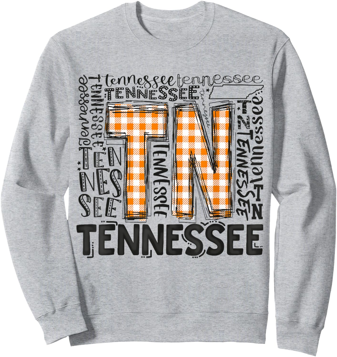 Tennessee State Flag Orange Plaid TN Sweatshirt - Sweatshirt | Ash