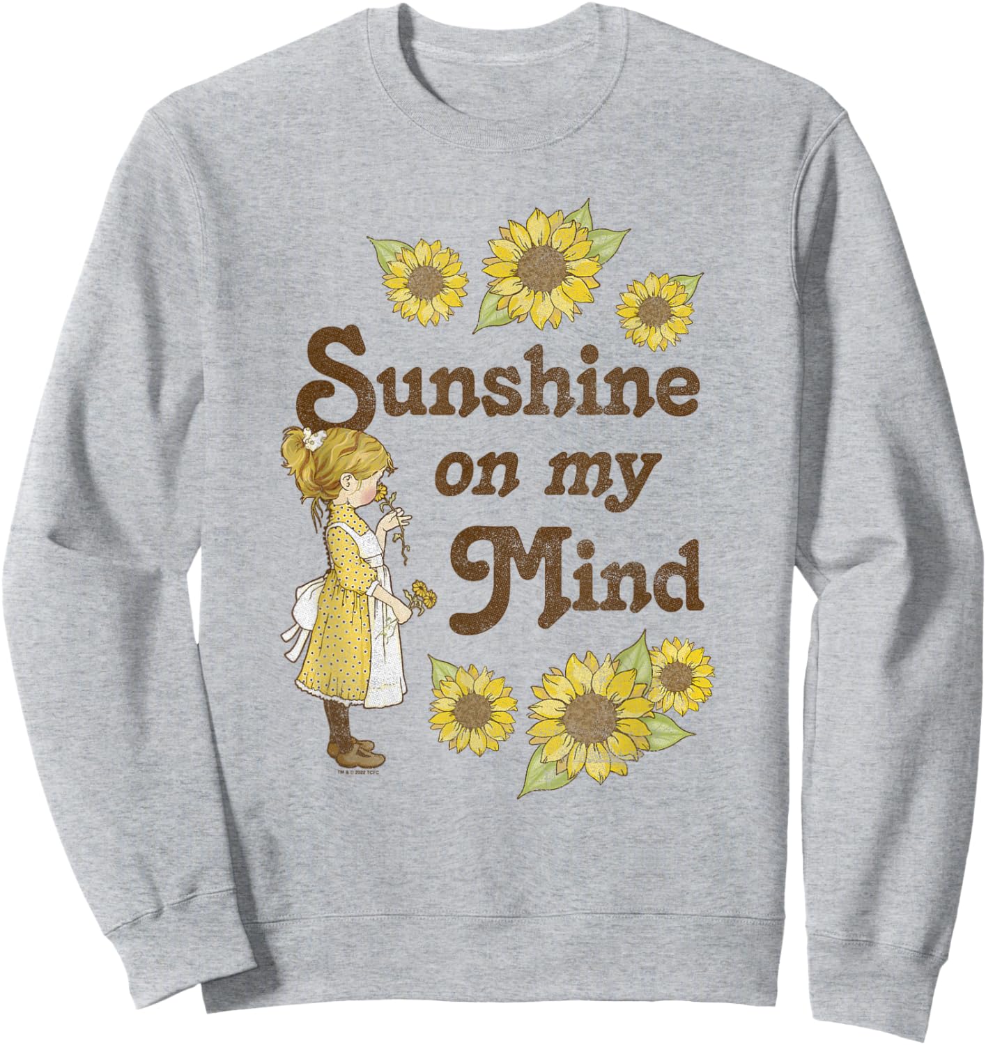 Holly Hobbie Sunshine On My Mind Sunflower Girl Vintage Sweatshirt - Sweatshirt | Ash