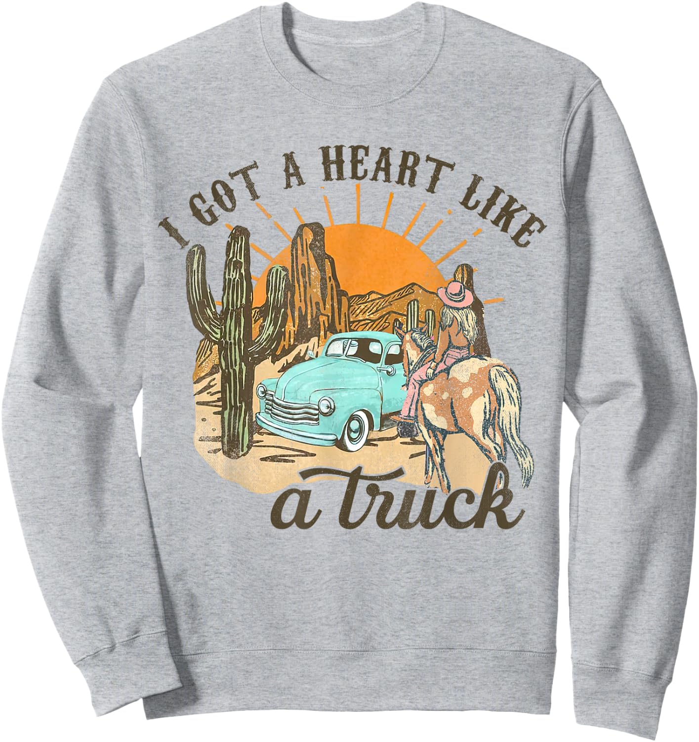 Heart Like A Truck, Howdy Rodeo Western, Southern Cowgirls Sweatshirt - Sweatshirt | Ash