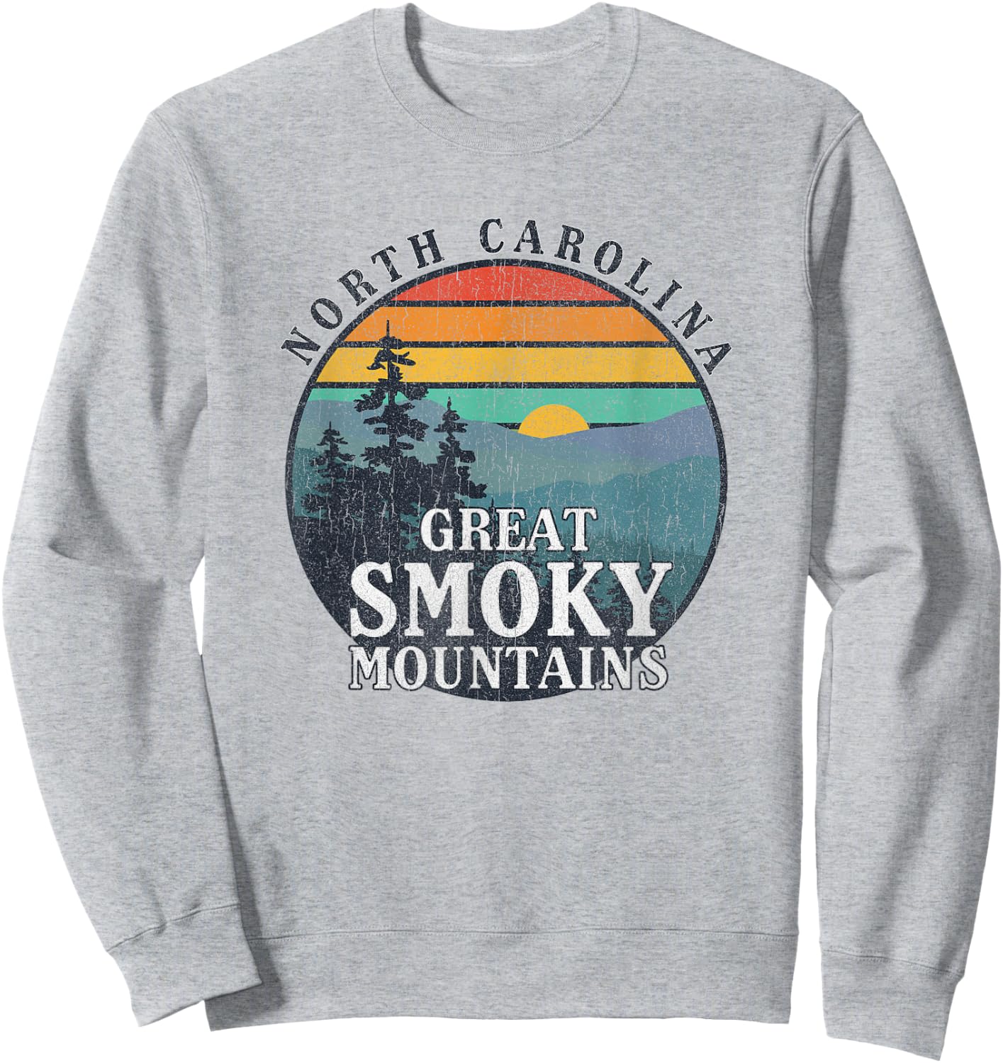 Great Smoky Mountains National Park Retro Sunset Sweatshirt - Sweatshirt | Ash