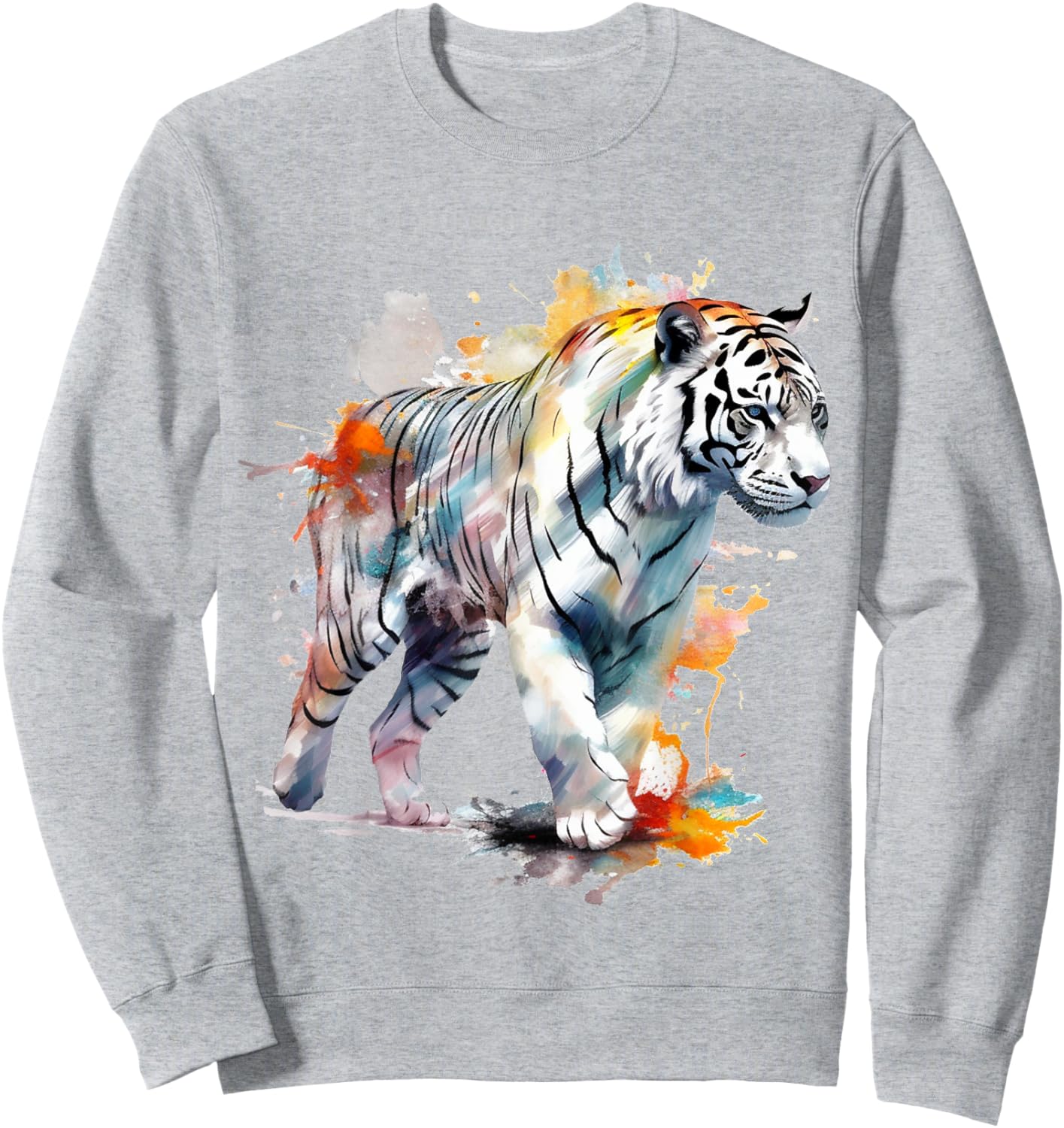 Tiger Colourful Artwork - Zoo Animal Tiger Sweatshirt - Sweatshirt | Ash