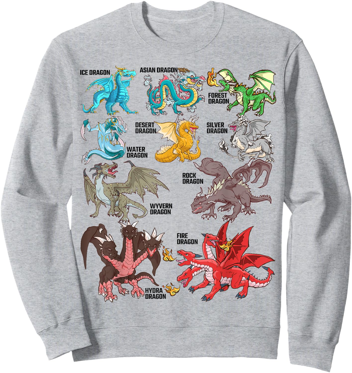 Dragon Types for Dragon Lovers the Dragon Type Sweatshirt - Sweatshirt | Ash