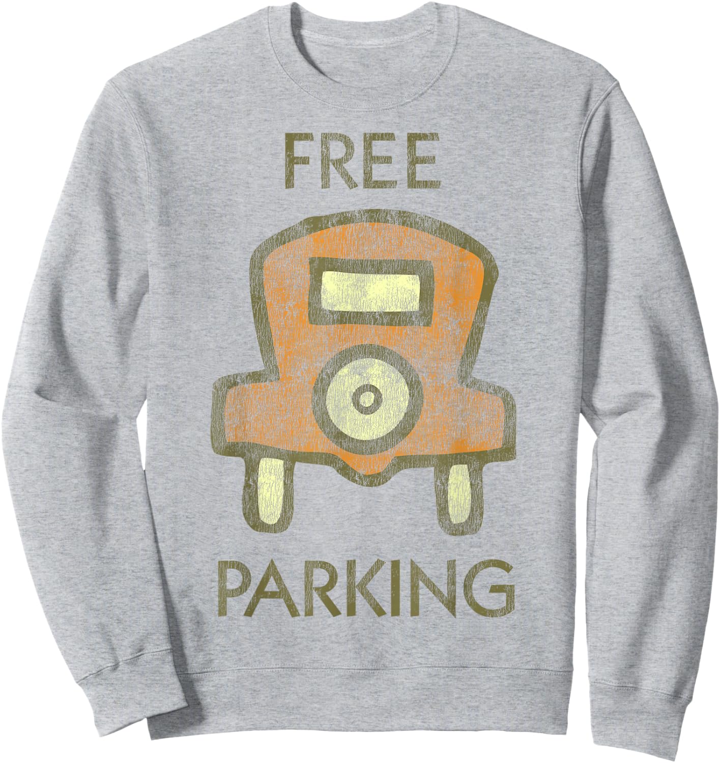 Monopoly Mr. Monopoly Free Parking Distressed Logo Sweatshirt - Sweatshirt | Ash