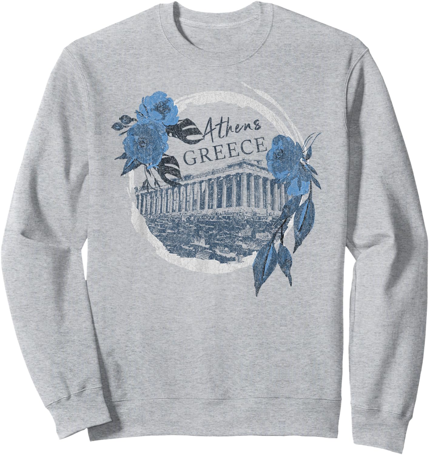 Athens Greece Parthenon Floral Sweatshirt - Sweatshirt | Ash