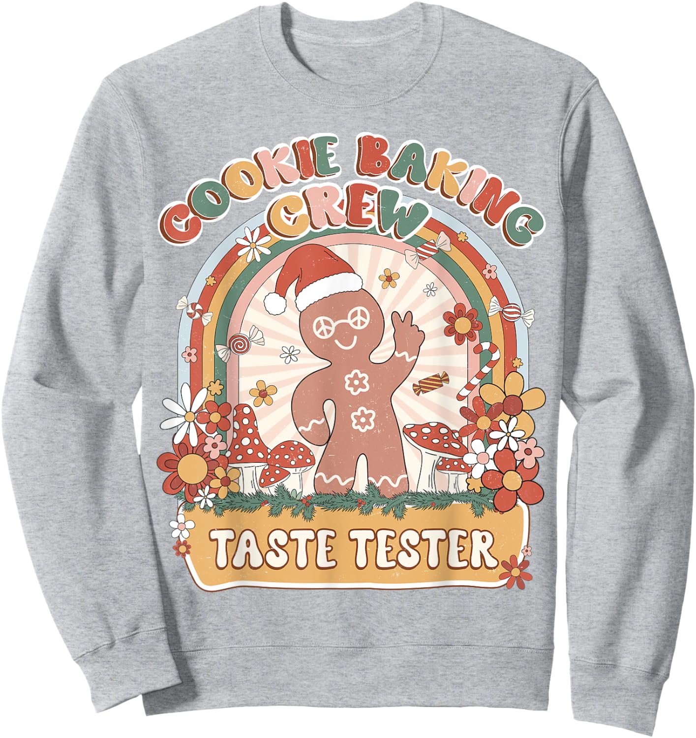 Taste Tester Cookie Baking Crew Retro Groovy Matching Family Sweatshirt - Sweatshirt | Ash