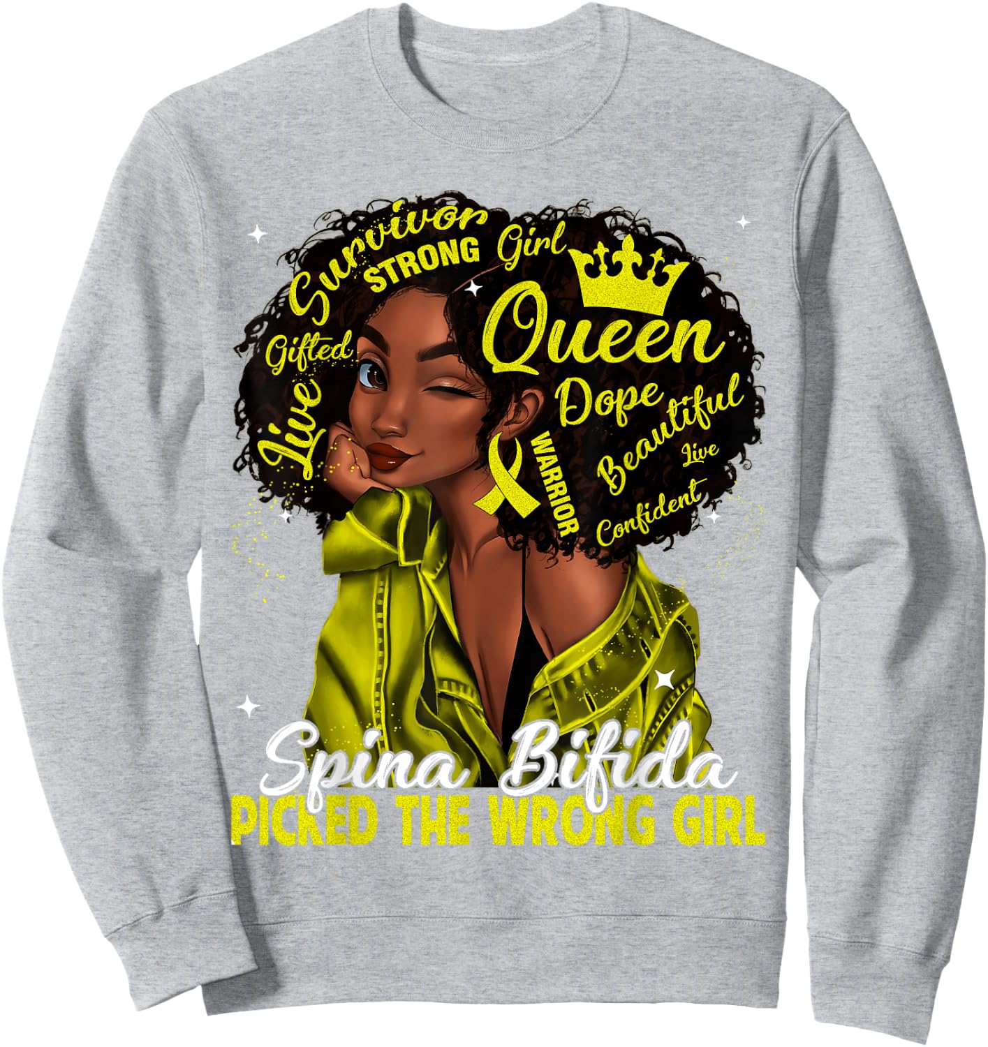 Spina Bifida Picked The Wrong Girl Black Queen Women Girls Sweatshirt - Sweatshirt | Ash