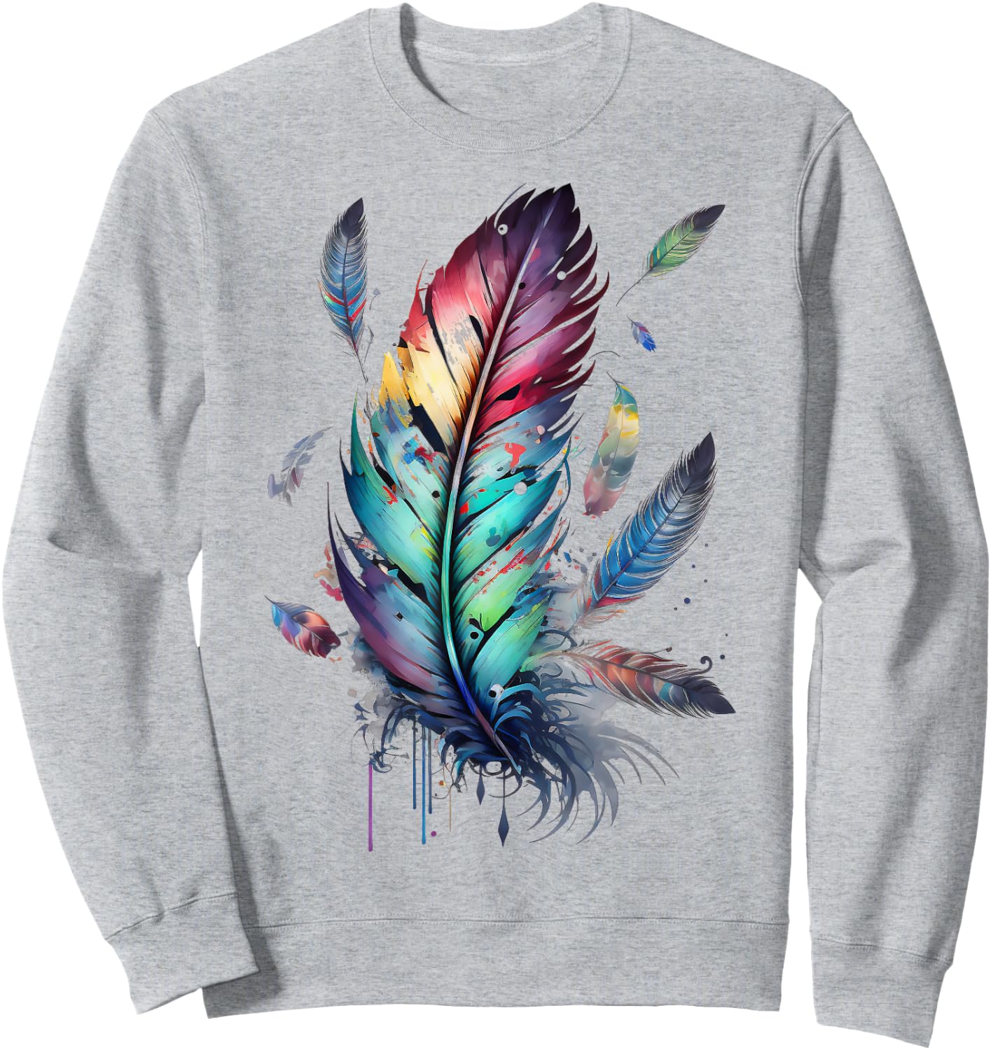 Colorful feathers boho style, bird, Native Americans, symbol Sweatshirt - Sweatshirt | Ash