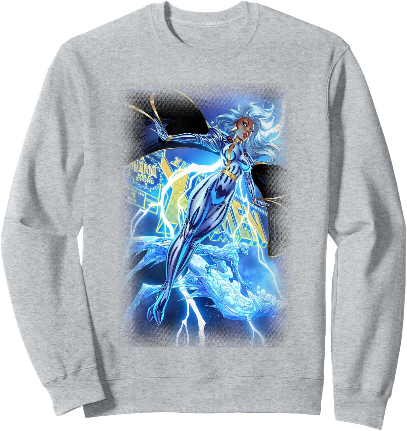 Marvel X-Men Storm & Iceman Epic Distressed Poster Sweatshirt - Sweatshirt | Ash