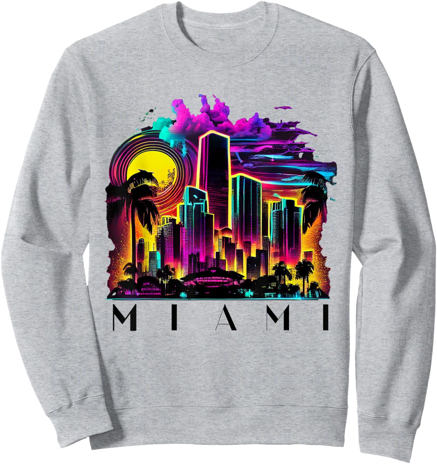 Miami Men Florida Vibrant Colorful Miami Souvenir Sweatshirt - Sweatshirt | Ash