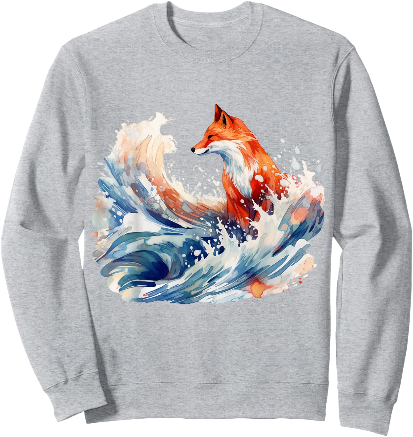 Fox Wave Artwork, Animal Art, Fox Sweatshirt - Sweatshirt | Ash