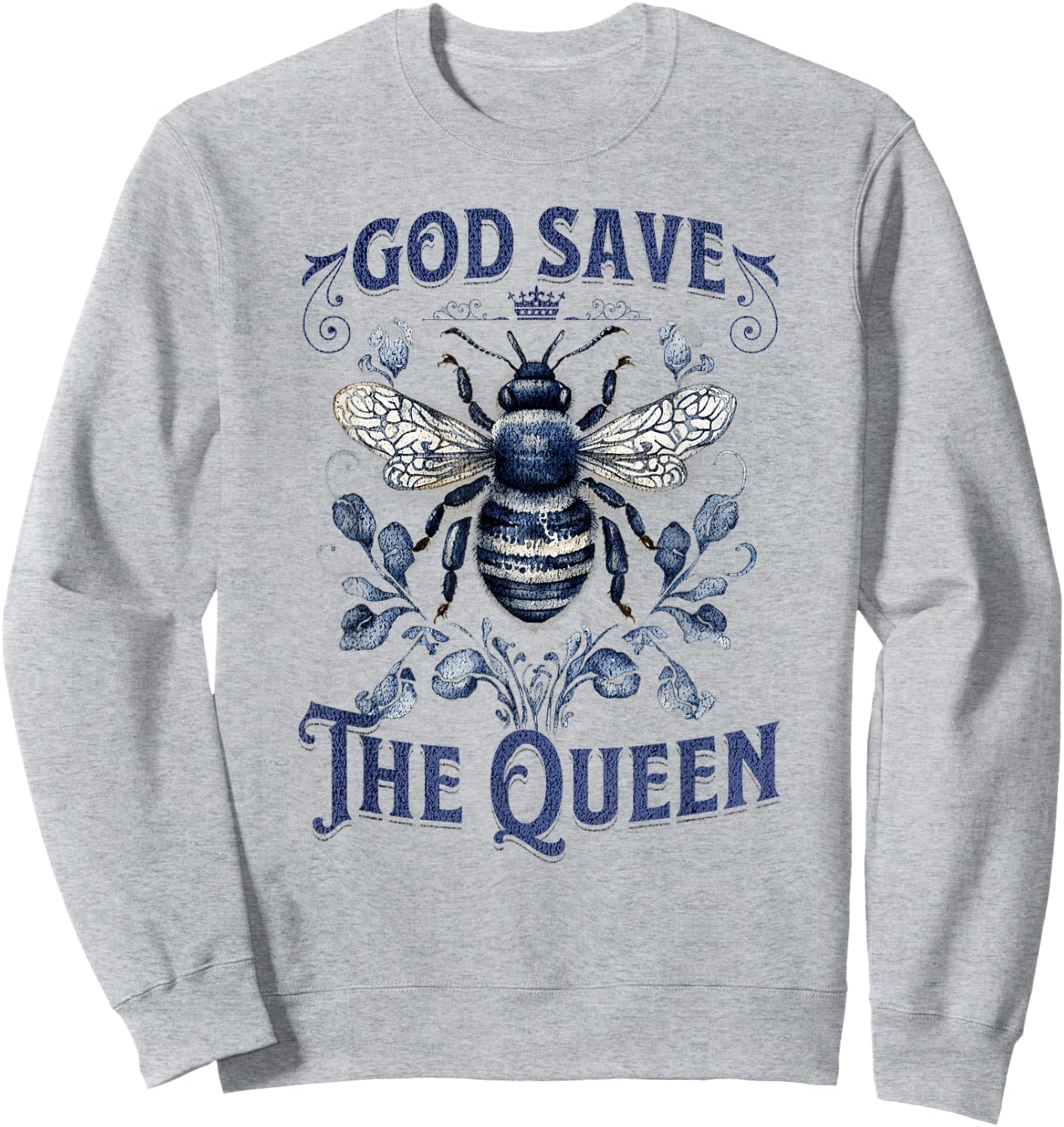 God Save the Queen Native Gardening Bee Graphic Sweatshirt - Sweatshirt | Ash