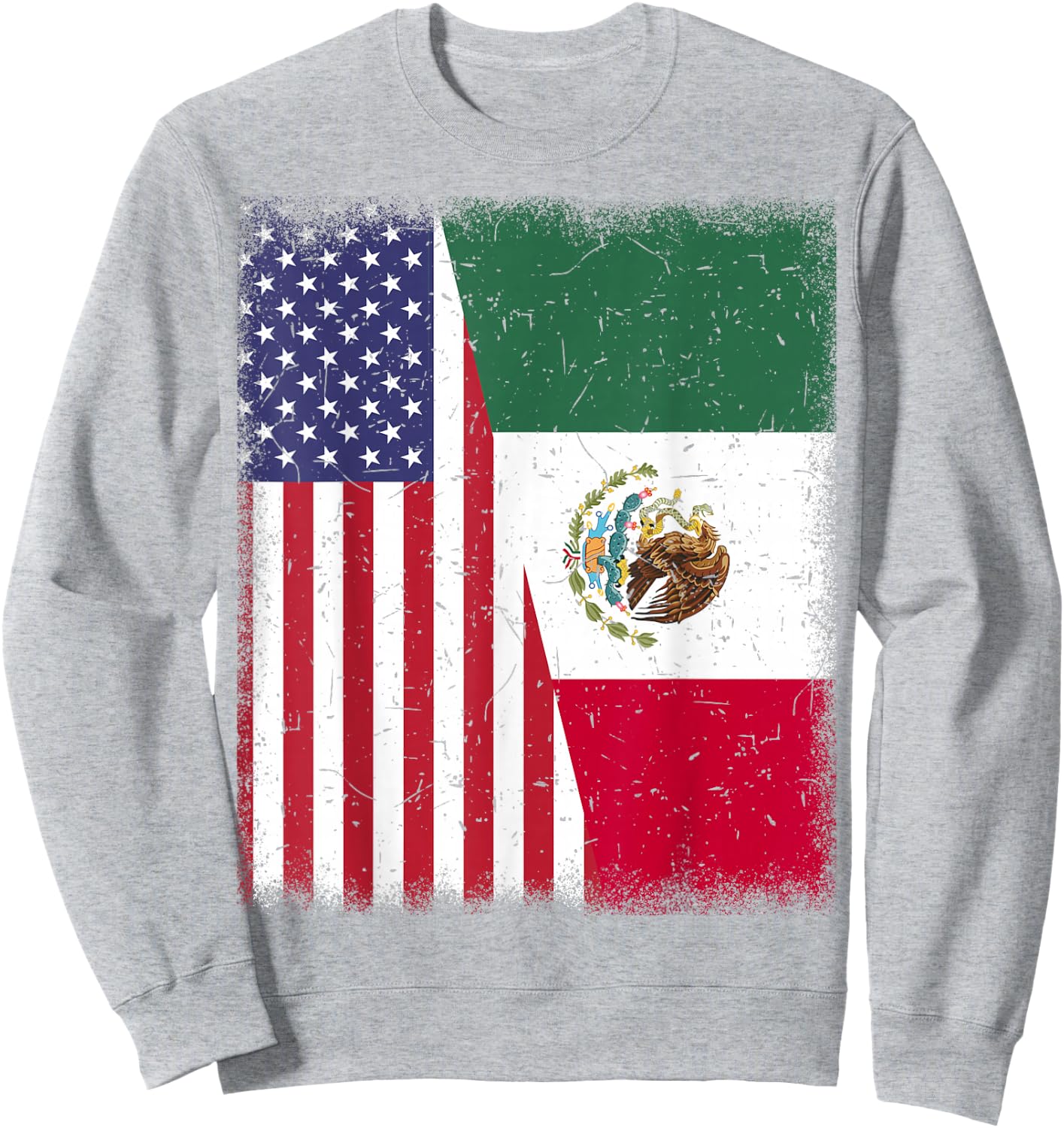 Mexico Half American Flag Mexican Independence Day Men Women Sweatshirt - Sweatshirt | Ash