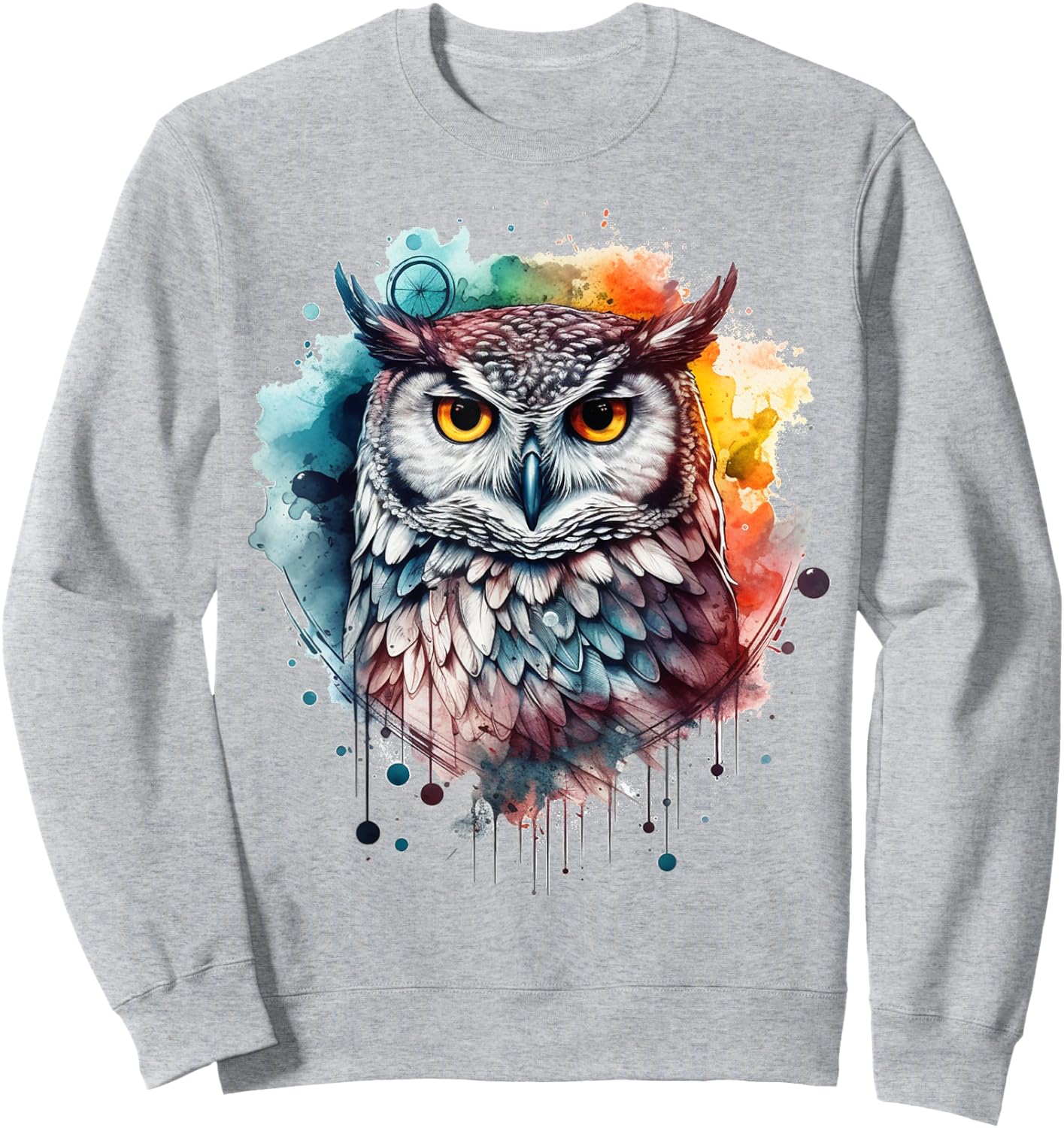 Owl artwork, colourful animal lovers, bird art, animal owl Sweatshirt - Sweatshirt | Ash