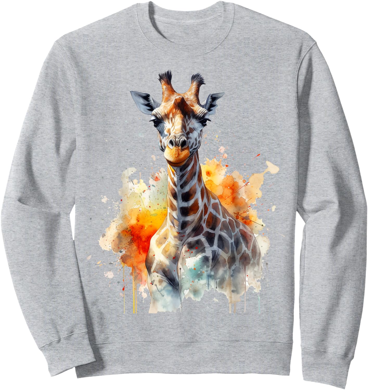 Giraffe Art Animal Artwork Zoo Giraffe Sweatshirt - Sweatshirt | Ash