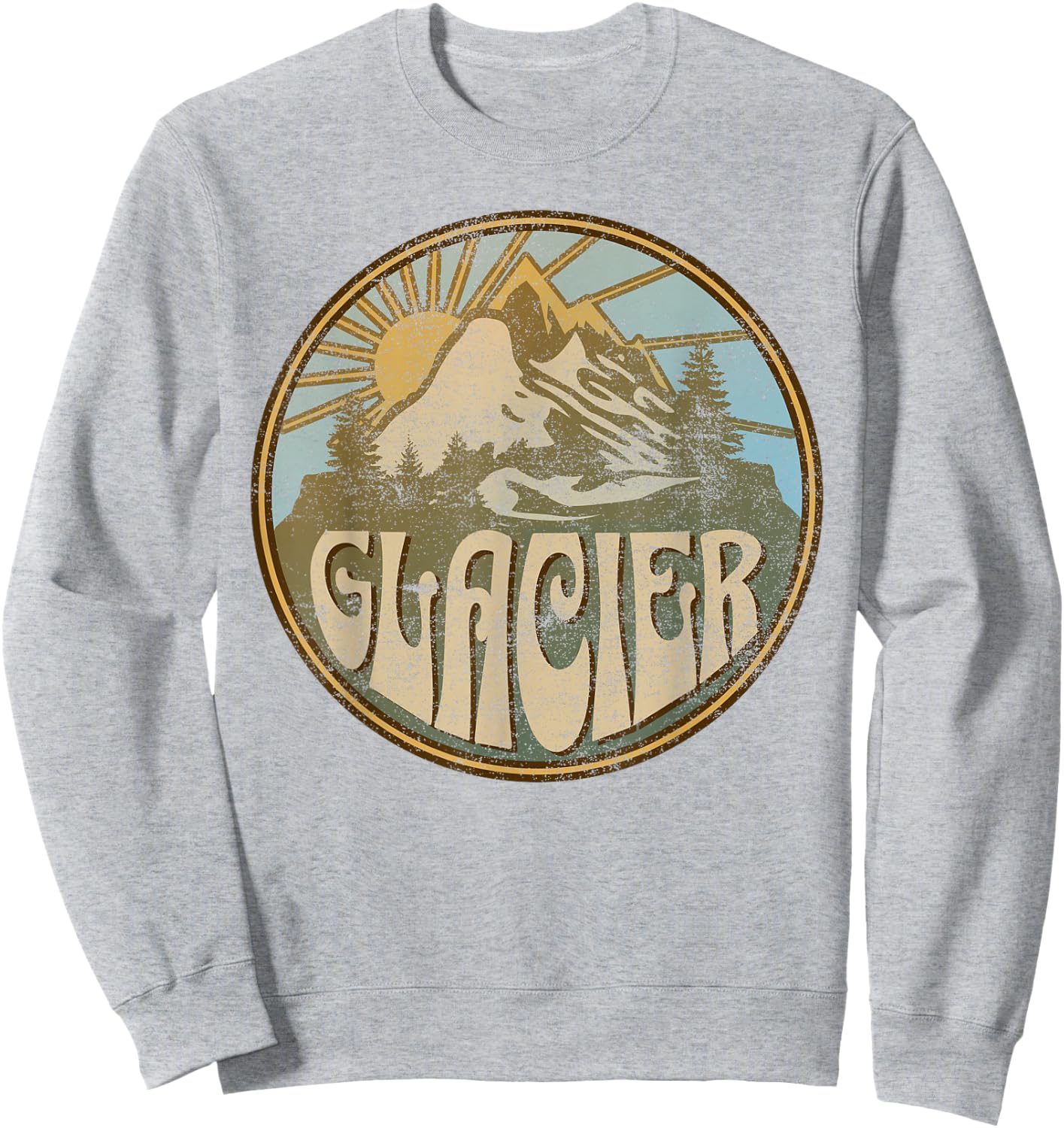 Glacier Montana Nature Mountains Hiking Outdoors Vintage Sweatshirt - Sweatshirt | Ash