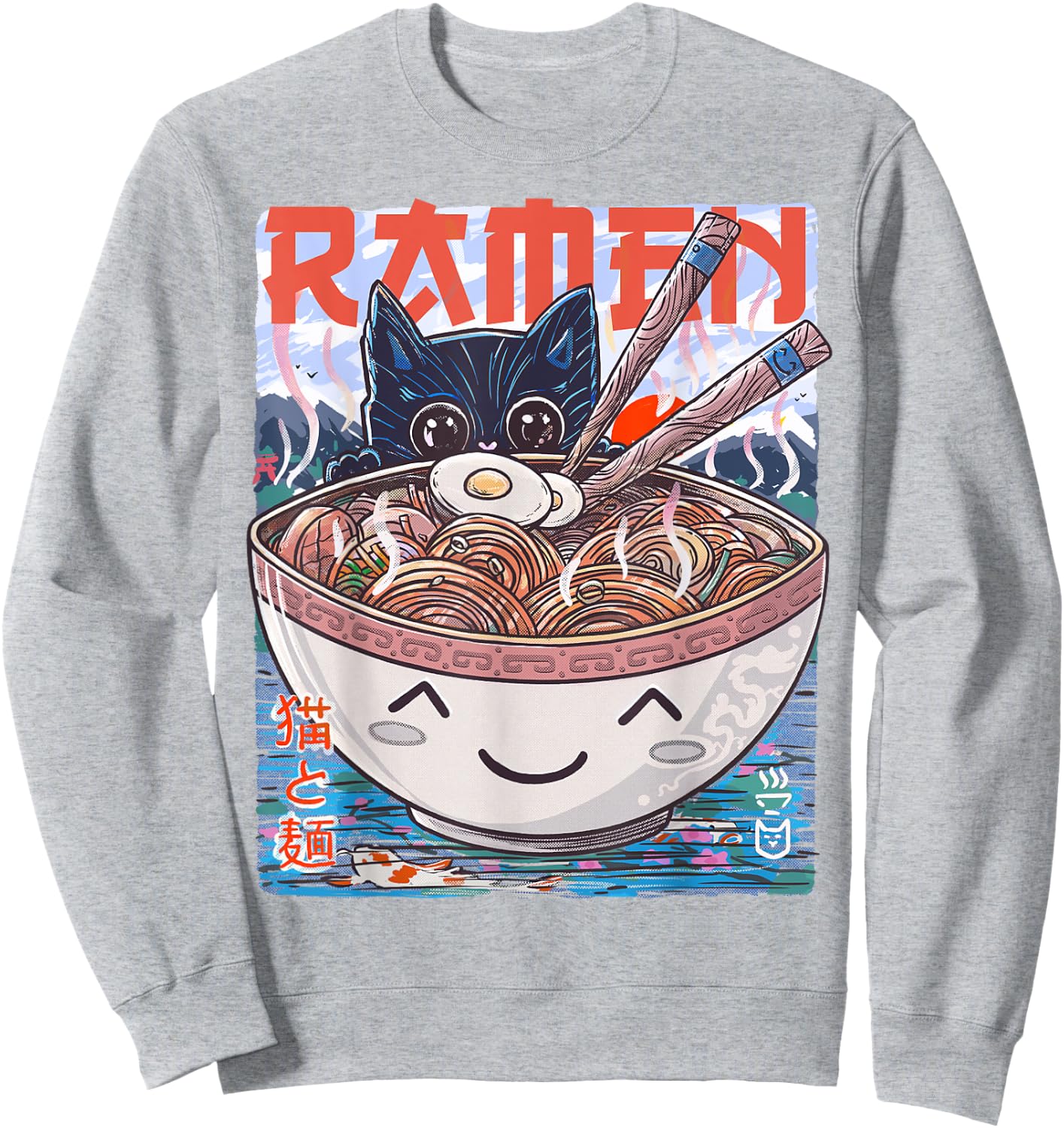 Ramen Noodles Anime Cat Sweatshirt - Sweatshirt | Ash