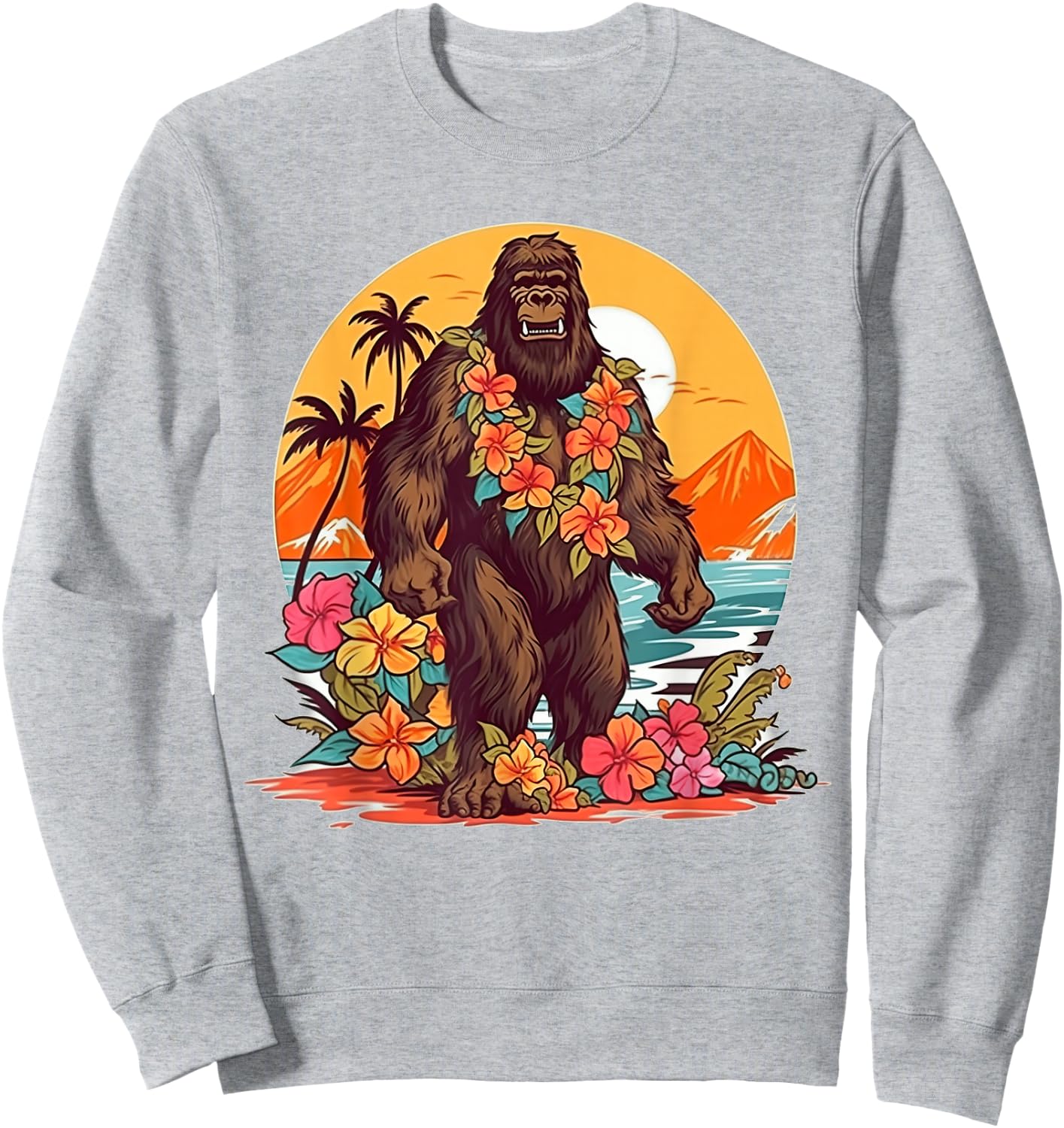 Floral Beach Vacation Bigfoot Sweatshirt - Sweatshirt | Ash