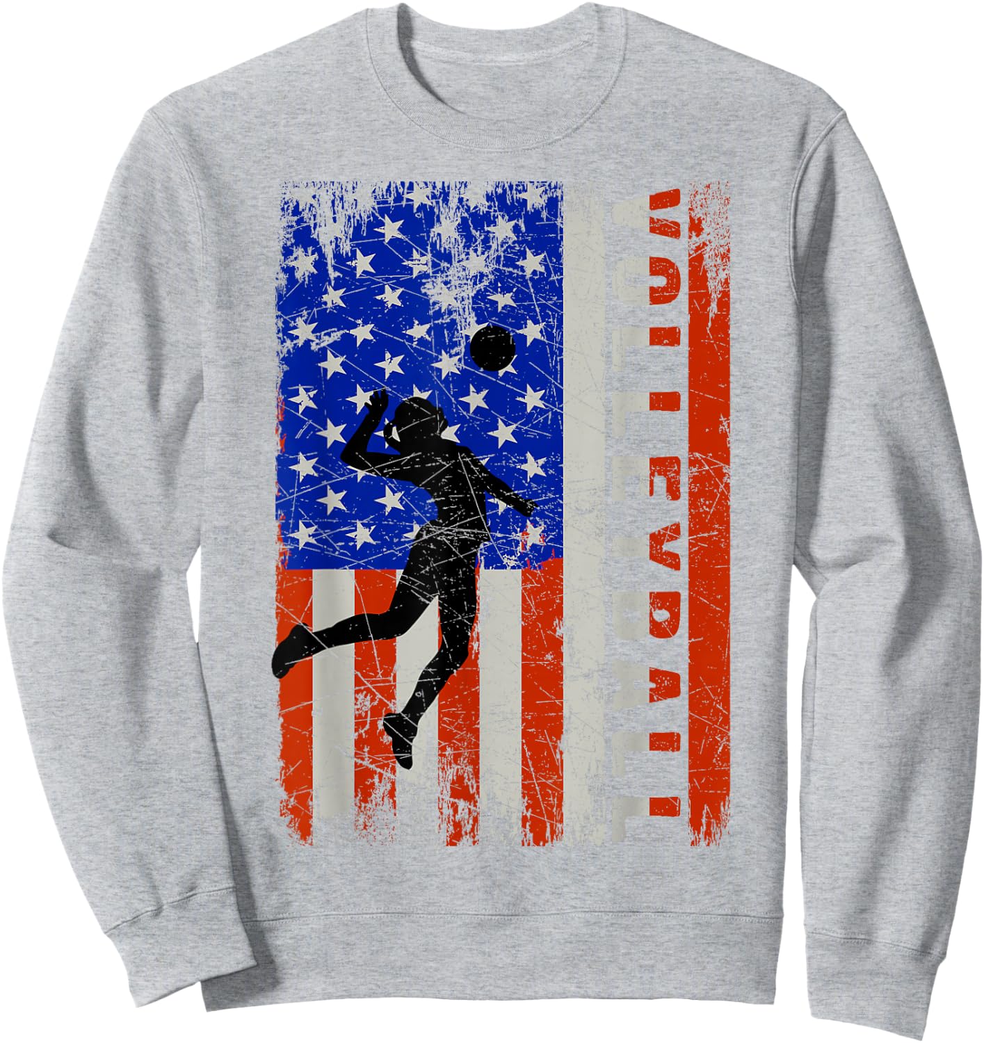 American Flag Volleyball-Shirt Girl Teen Women USA Patriotic Sweatshirt - Sweatshirt | Ash