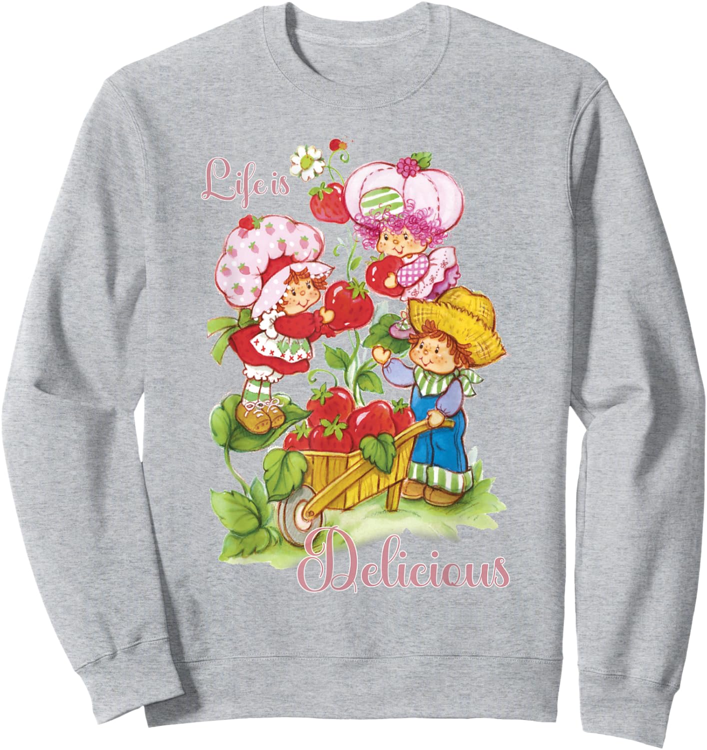 Strawberry Shortcake Group Life Is Delicious Sweatshirt - Sweatshirt | Ash