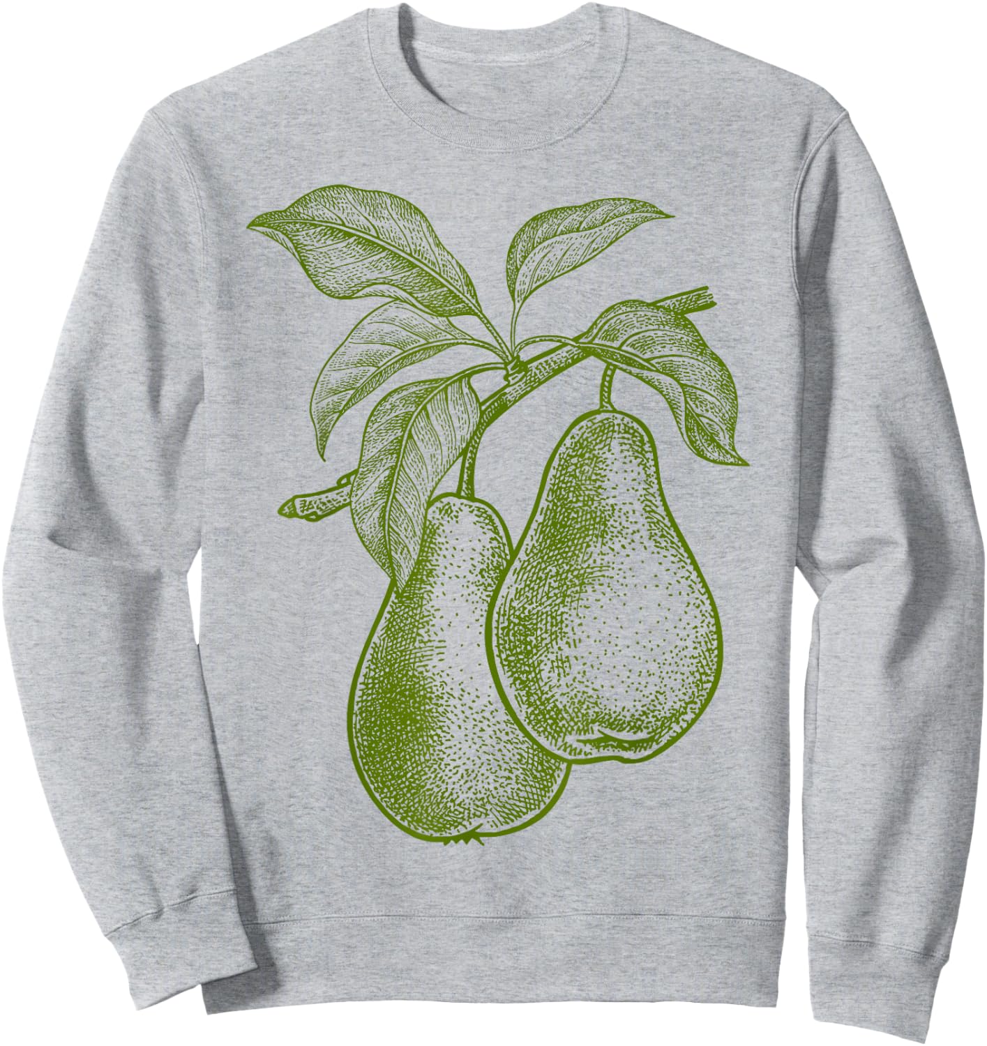Big Fruit Mono Farblinie Birne Pear Green Fruit Retro Vintage Line Graphic - Pear Sweatshirt - Sweatshirt | Ash