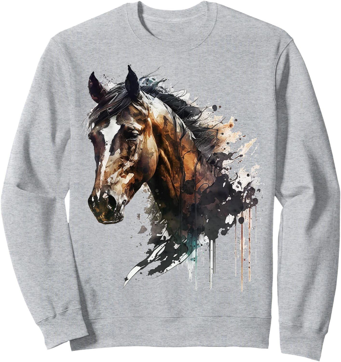 Horse riding art animal print horse motif horse Sweatshirt - Sweatshirt | Ash