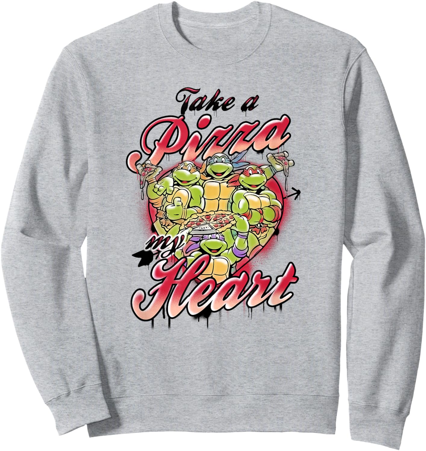 Teenage Mutant Ninja Turtles Valentine's Day Pizza Heart Sweatshirt - Sweatshirt | Ash