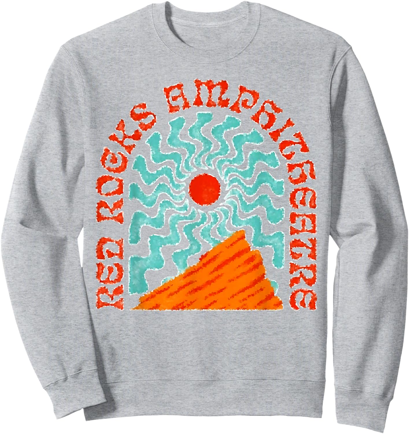 Best Music Venues Red Rocks Amphitheater Colorado Hippie - Adults - Blue - Short Sleeve - Cotton 100% - Small - Crew Collar - Modern - Retro Sweatshirt - Sweatshirt | Ash