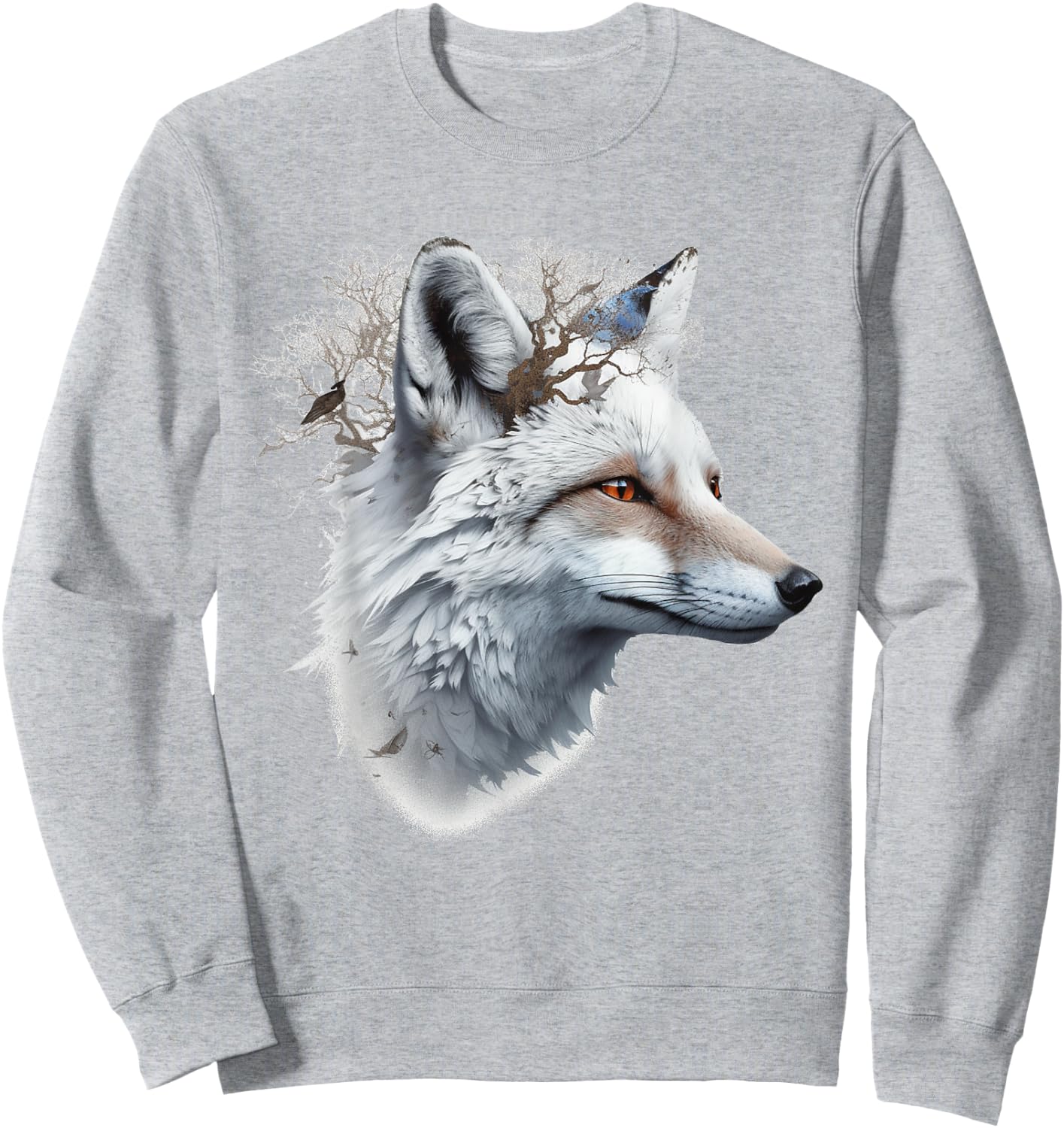 Fox Animal Art - Artwork Fox Sweatshirt - Sweatshirt | Ash
