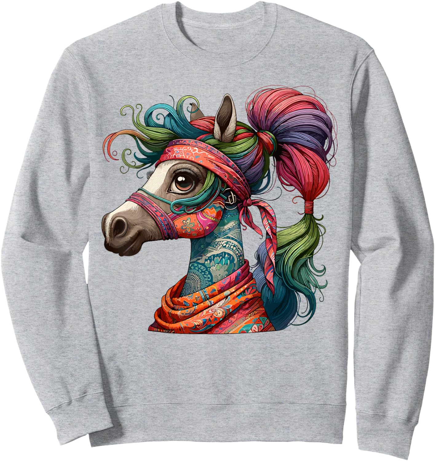 Graceful Horse with Bandana, Stunning Sweatshirt - Sweatshirt | Ash