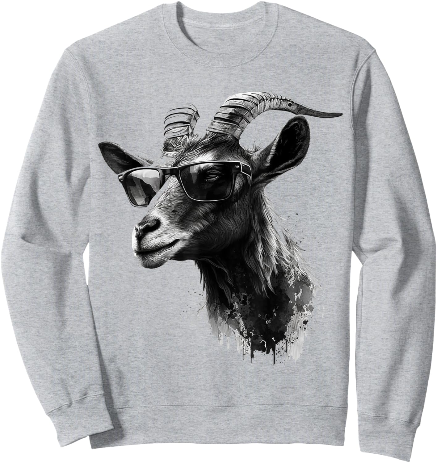 Goat Sunglasses Art Animal Motif Goat Sweatshirt - Sweatshirt | Ash