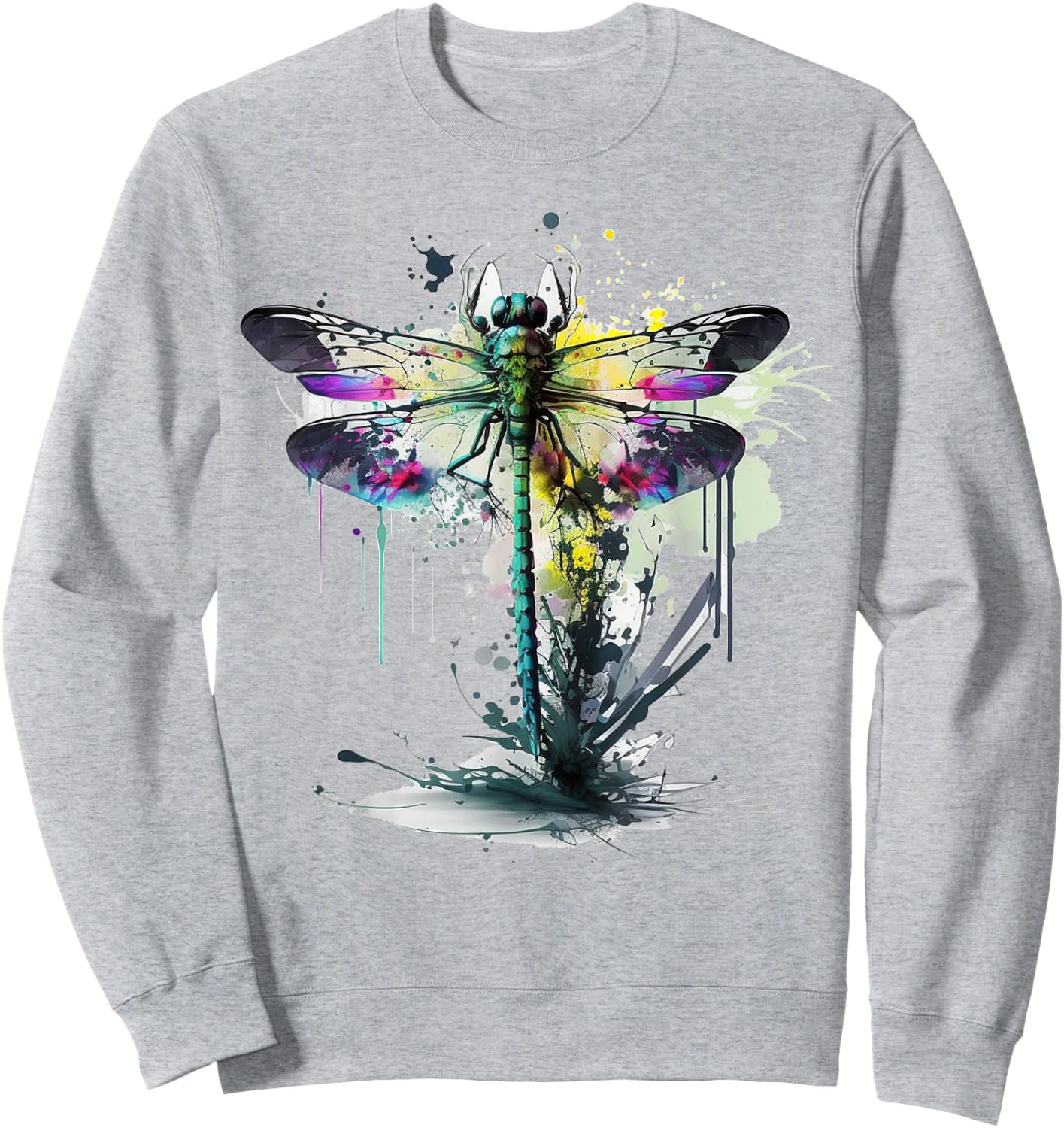 Dragonfly Animal Art Colourful Abstract Dragonfly Sweatshirt - Sweatshirt | Ash