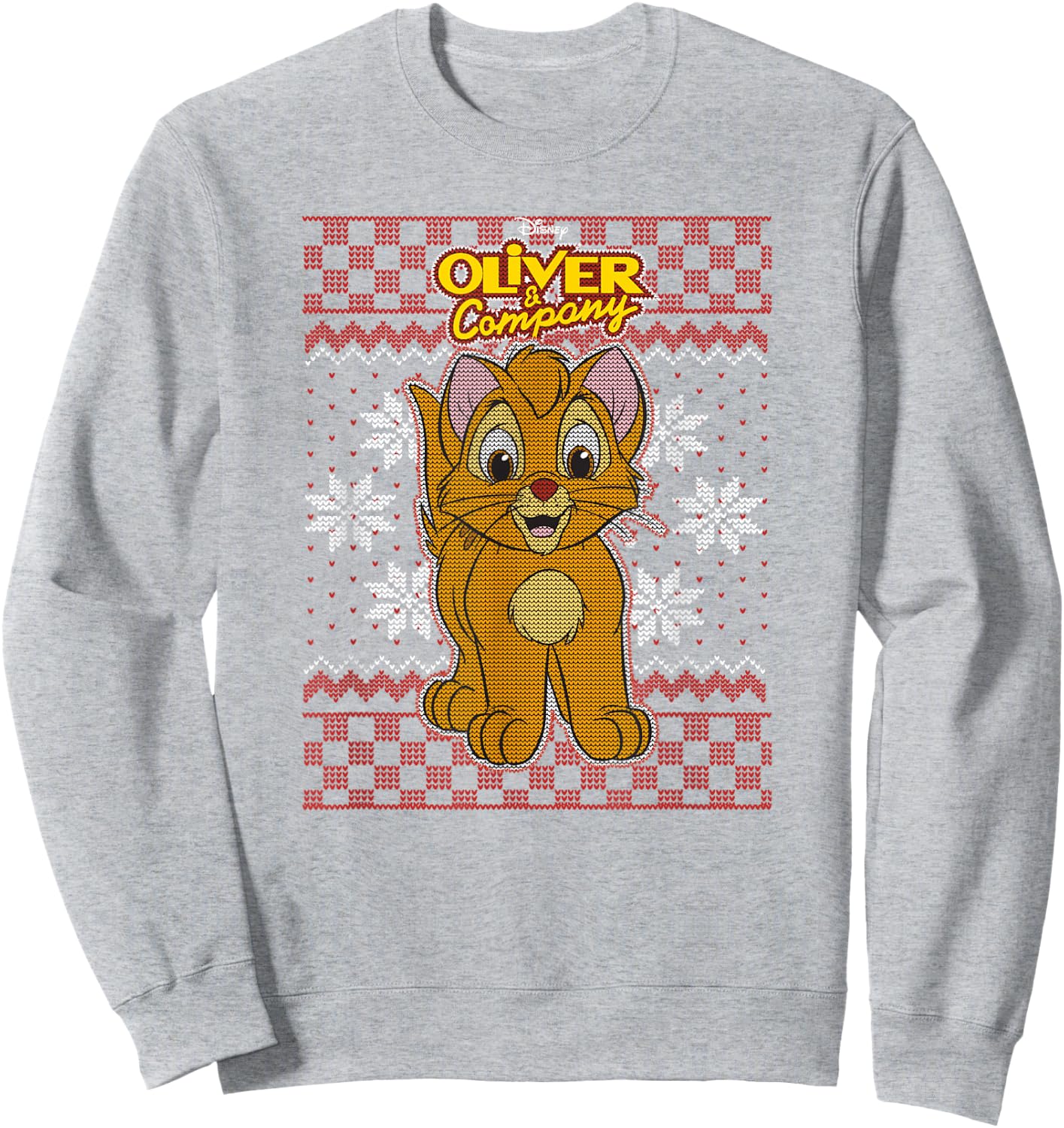 Disney Oliver & Company Christmas Oliver Ugly Sweater Style Sweatshirt - Sweatshirt | Ash
