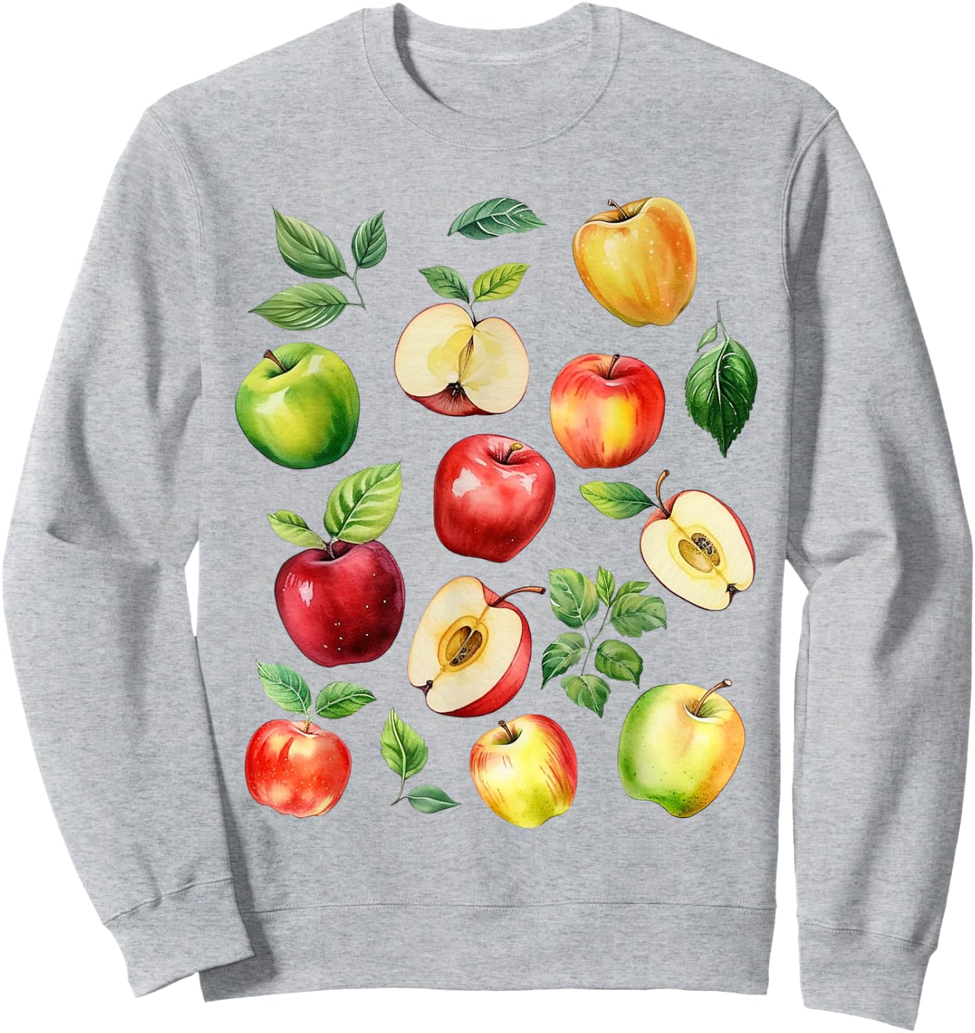 Apple Picking Farmer Apple Varieties Watercolor Farm Fresh Sweatshirt - Sweatshirt | Ash