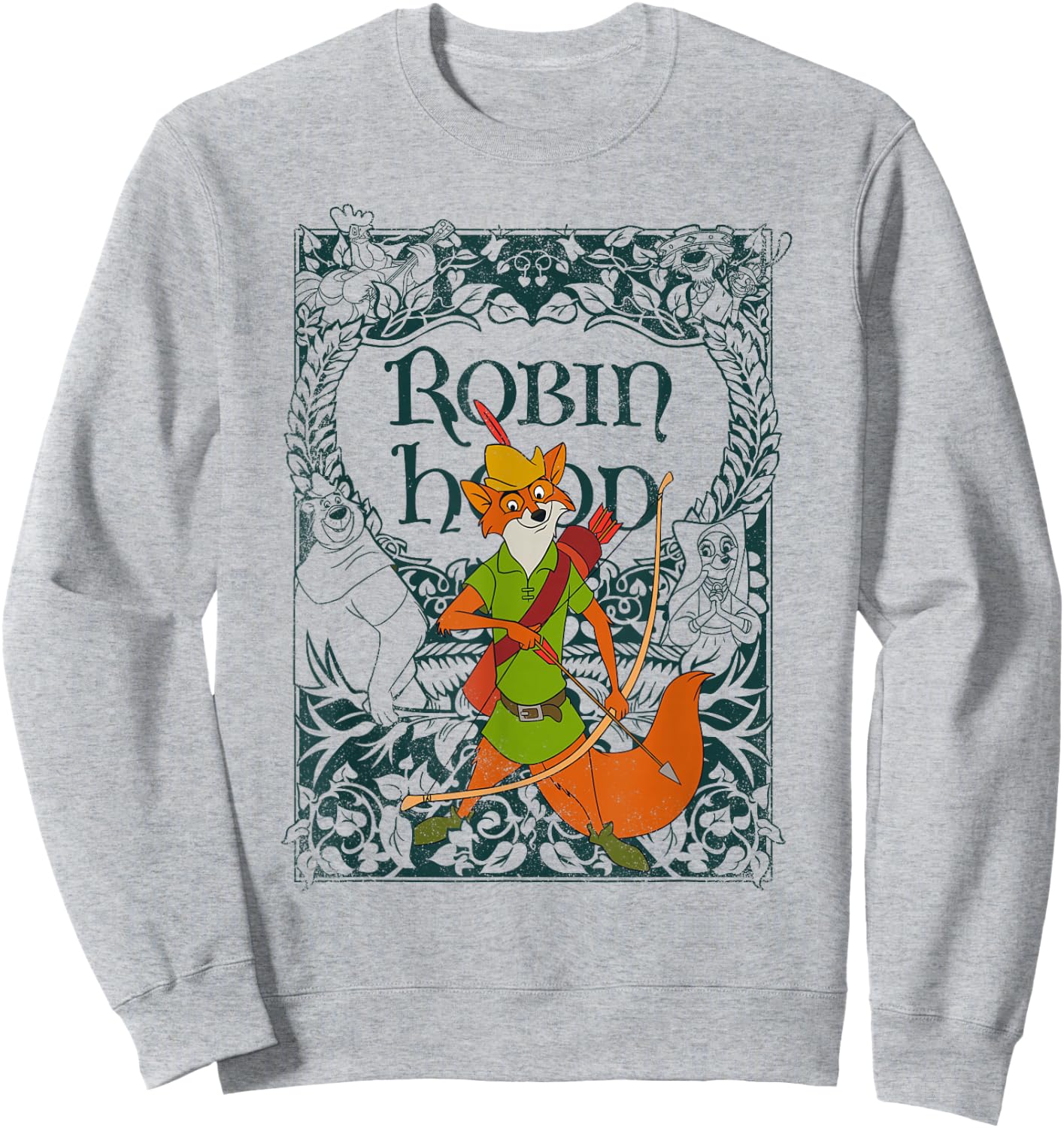 Disney Robin Hood Retro Vintage Distressed Small Sweatshirt - Sweatshirt | Ash