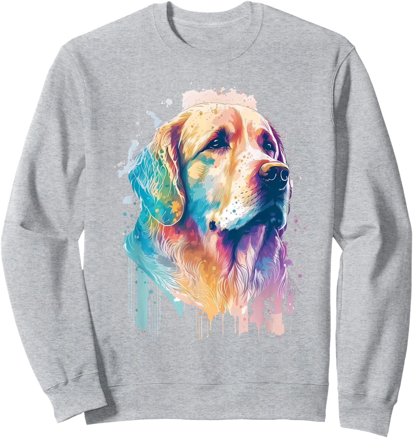 Golden Retriever Face Head Dog Lover Pet Owner Splash Art Sweatshirt - Sweatshirt | Ash