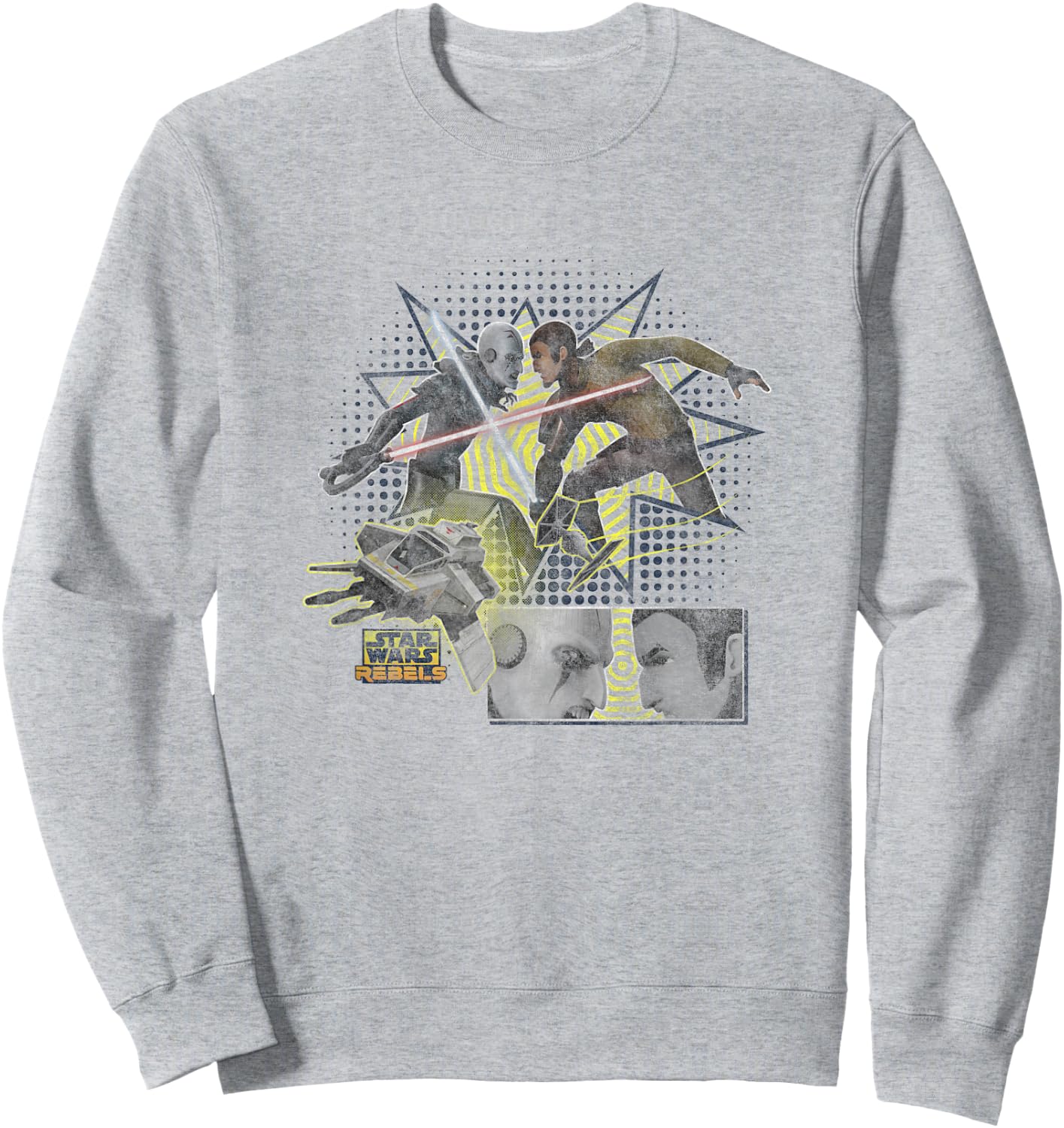 Star Wars Rebels Grand Inquisitor VS Kanan Jarrus Distressed Sweatshirt - Sweatshirt | Ash