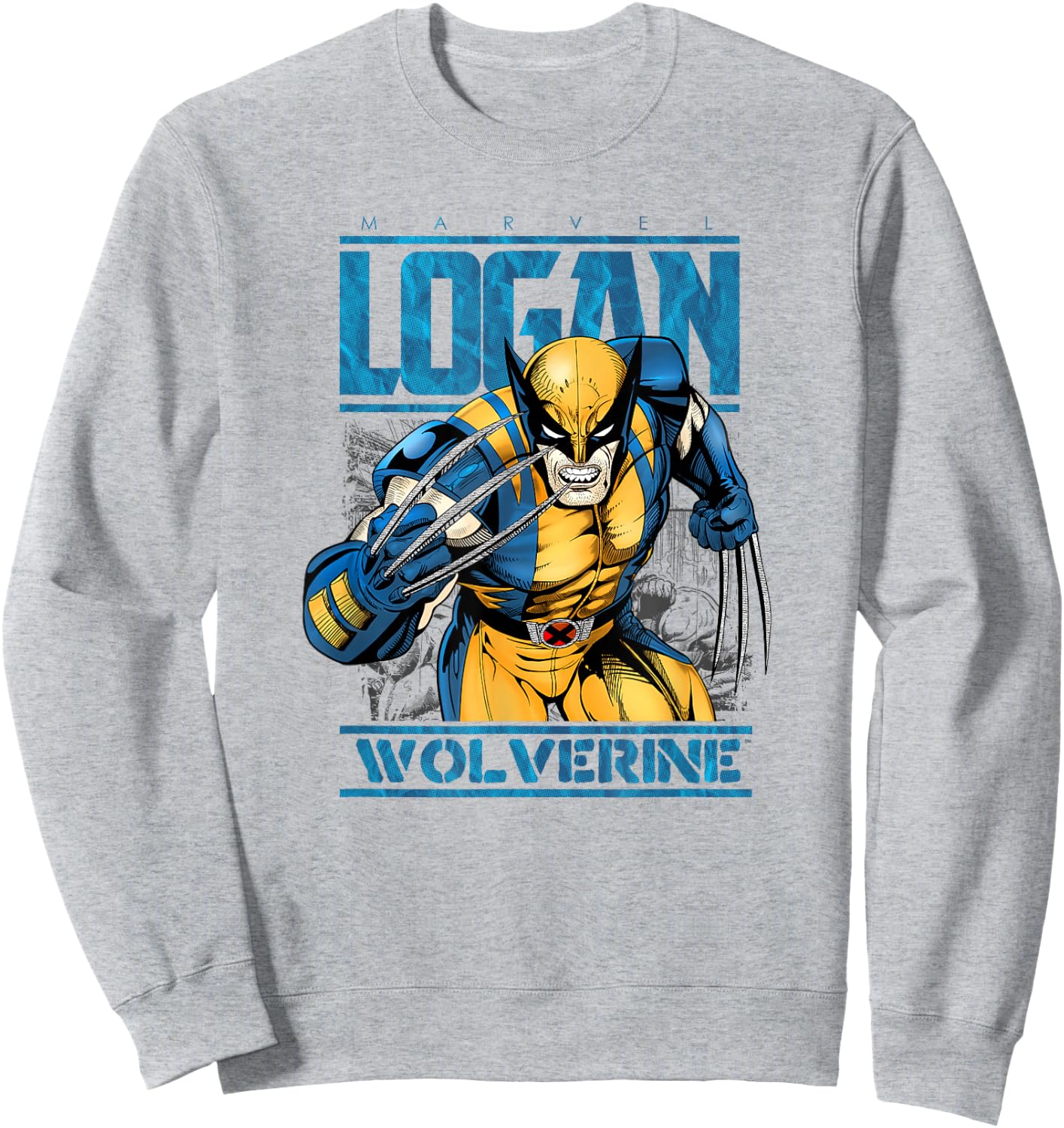Marvel Wolverine Classic Logan Retro Comic Logo Sweatshirt - Sweatshirt | Ash