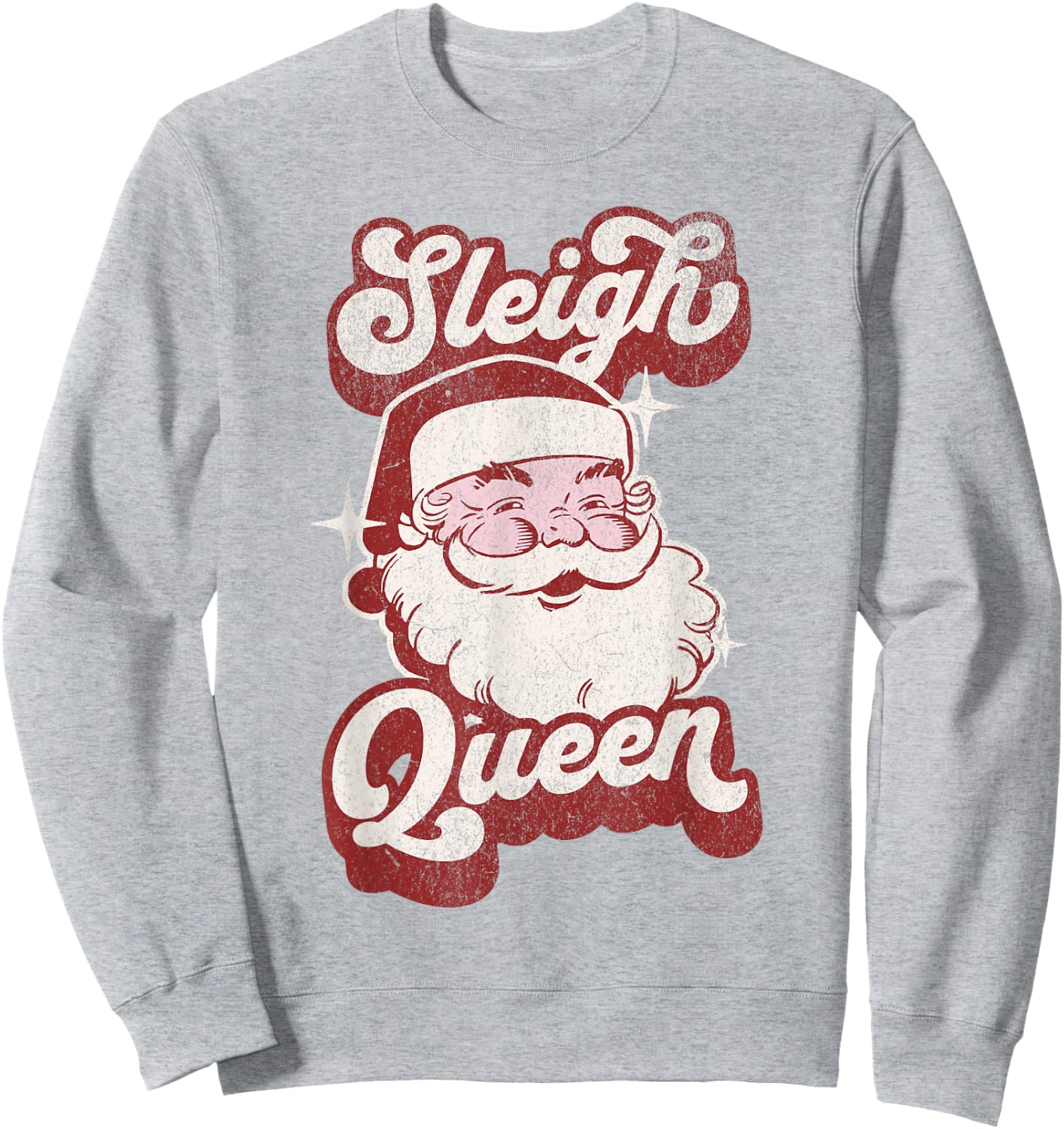 Groovy Retro Funny Pink Christmas Vintage Santa Sleigh Queen Sweatshirt - Sweatshirt | Ash