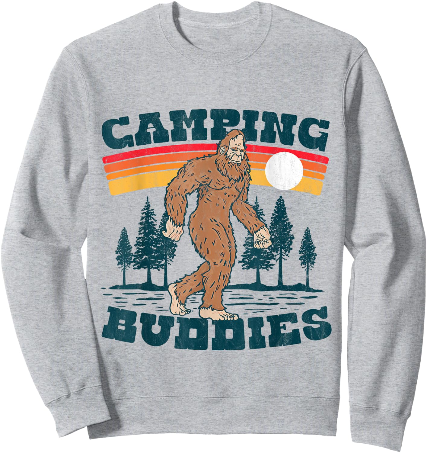 Camping Buddies Funny Camper Bigfoot Group Outdoor Sasquatch Sweatshirt - Sweatshirt | Ash