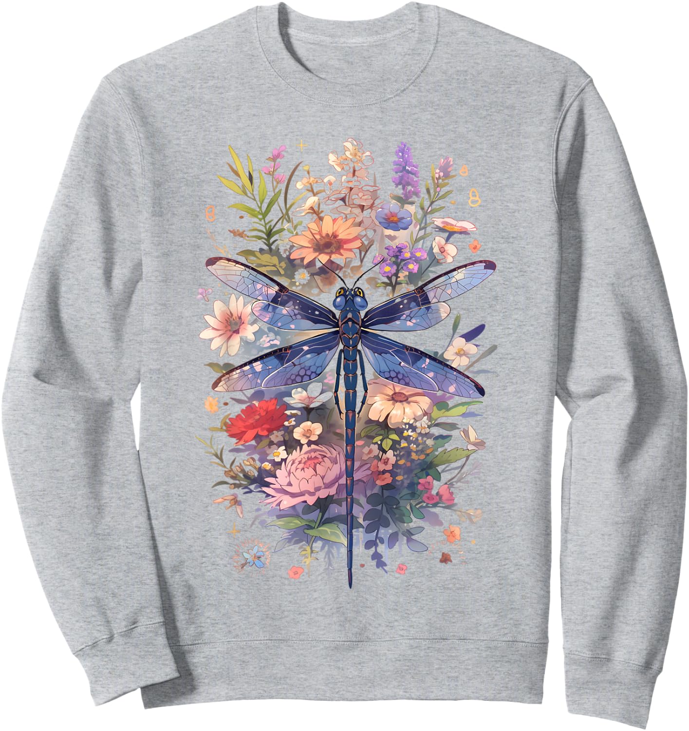 Beautiful Dragonfly Watercolor Art Insect Lover Earth Day Sweatshirt - Sweatshirt | Ash