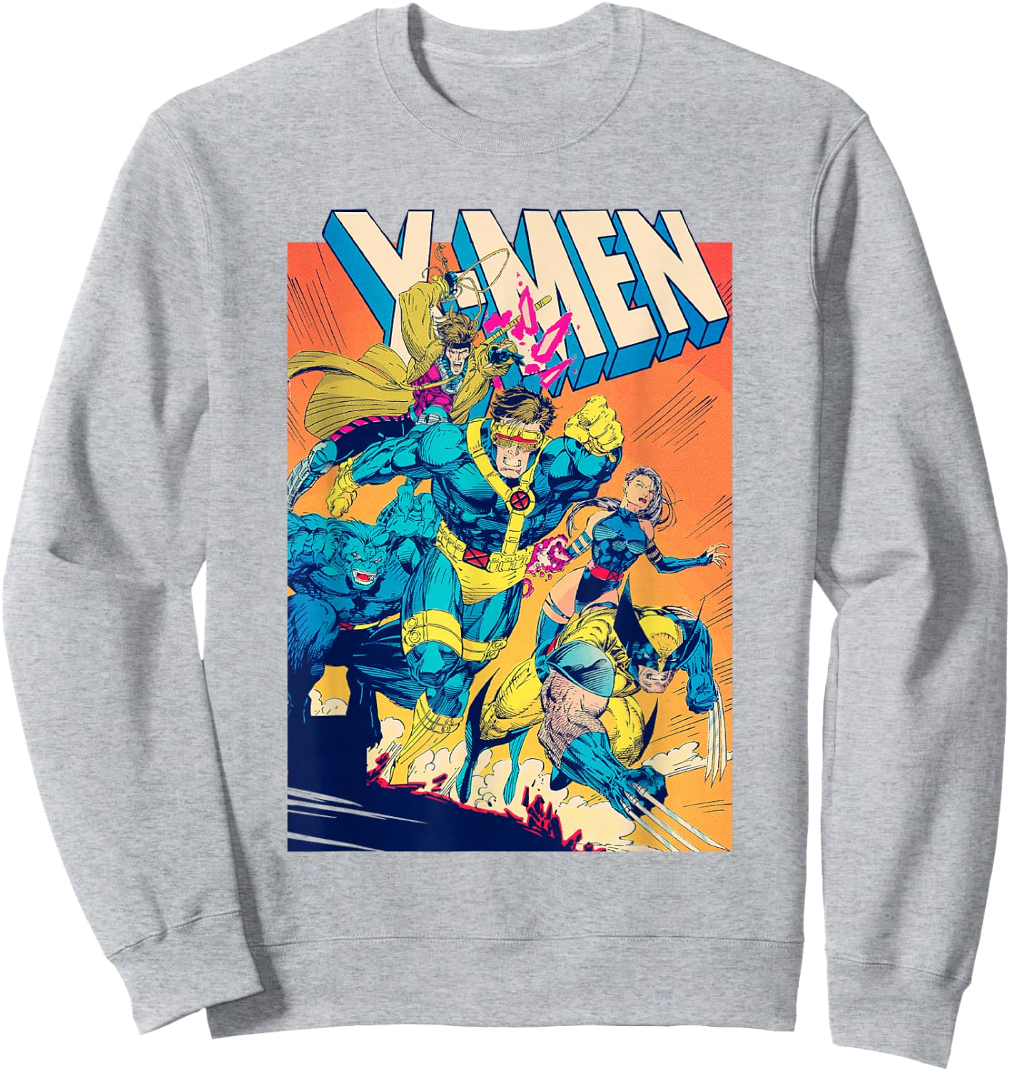 Marvel X-Men Team Rushing Into Battle Vintage Comic Cover Sweatshirt - Sweatshirt | Ash