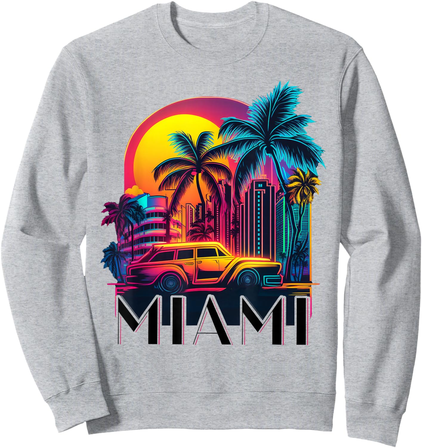 Miami Men Florida Vibrant Colorful Miami Souvenir Sweatshirt - Sweatshirt | Ash