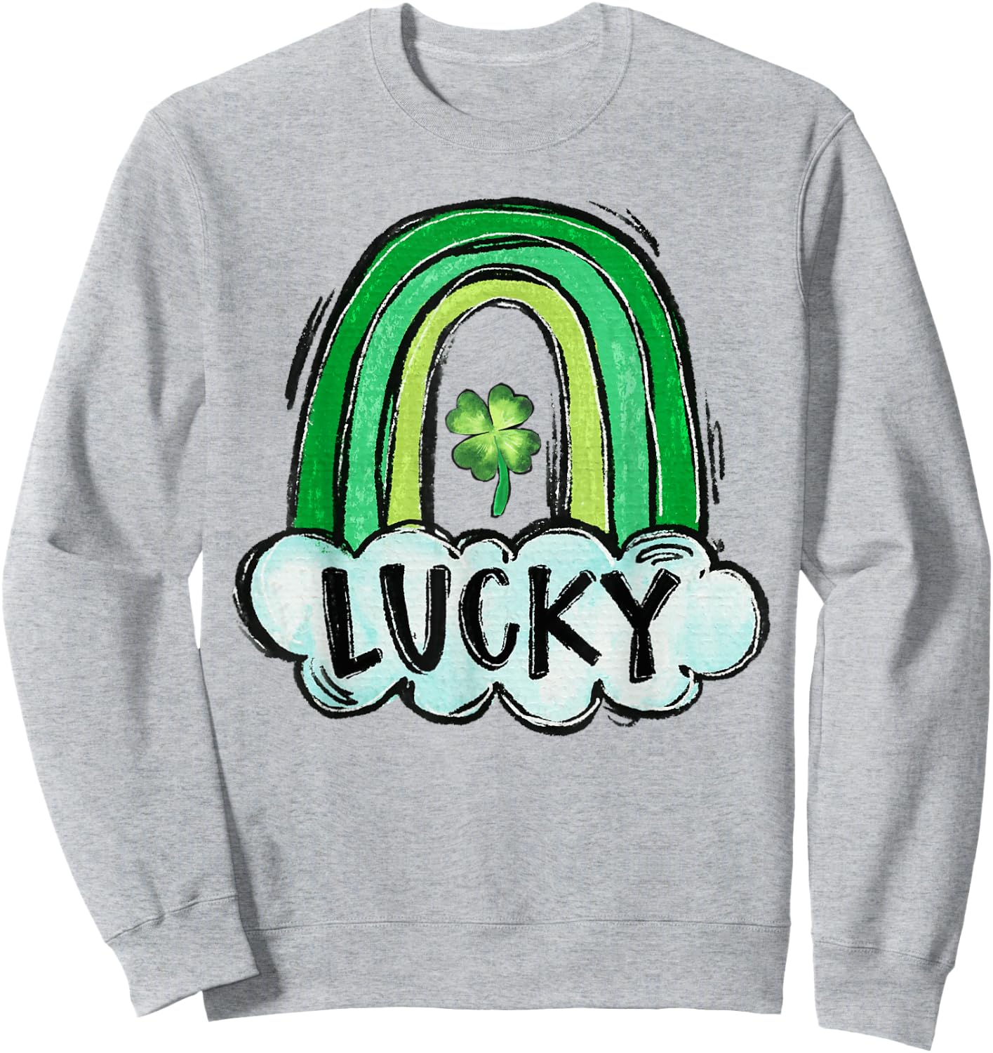 Lucky Rainbow St. Patrick's Day Shamrock Irish Women Girls Sweatshirt - Sweatshirt | Ash