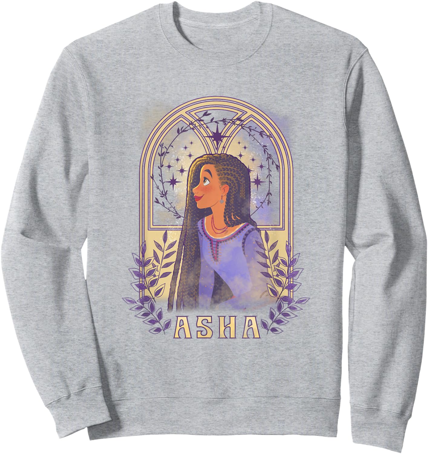 Disney Wish Asha & Star Watercolor Nouveau Window Portrait Sweatshirt - Sweatshirt | Ash
