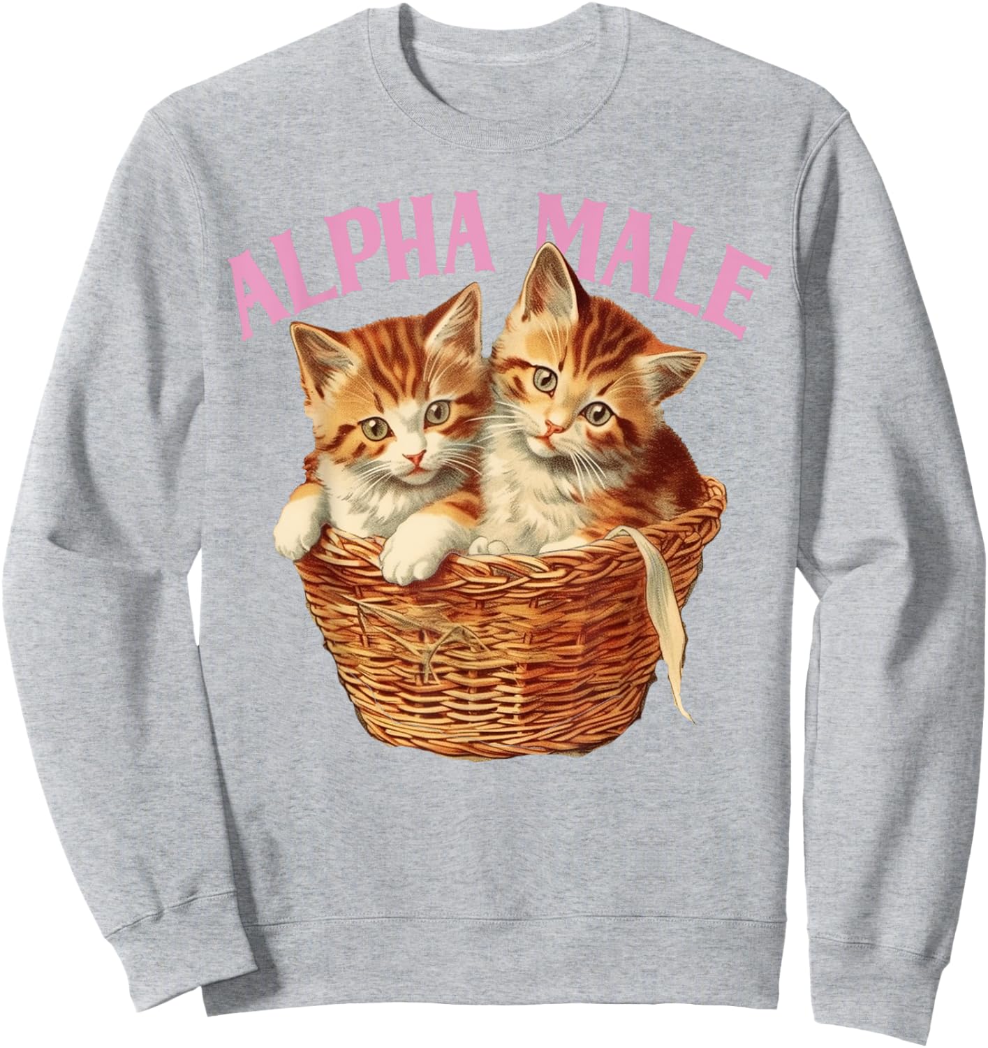 Funny Ironic Alpha Cat Male Kitten Joke Weird Y2K Humor Sweatshirt - Sweatshirt | Ash